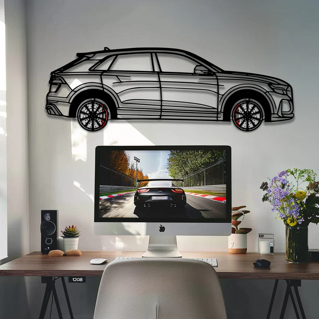 Audi Q8 Metal Car Wall Art with Rotating Wheels - Handmade Luxury SUV Silhouette Decor - Automotive Wall Art for Petrolheads - KAFMEKA095 - Image 7