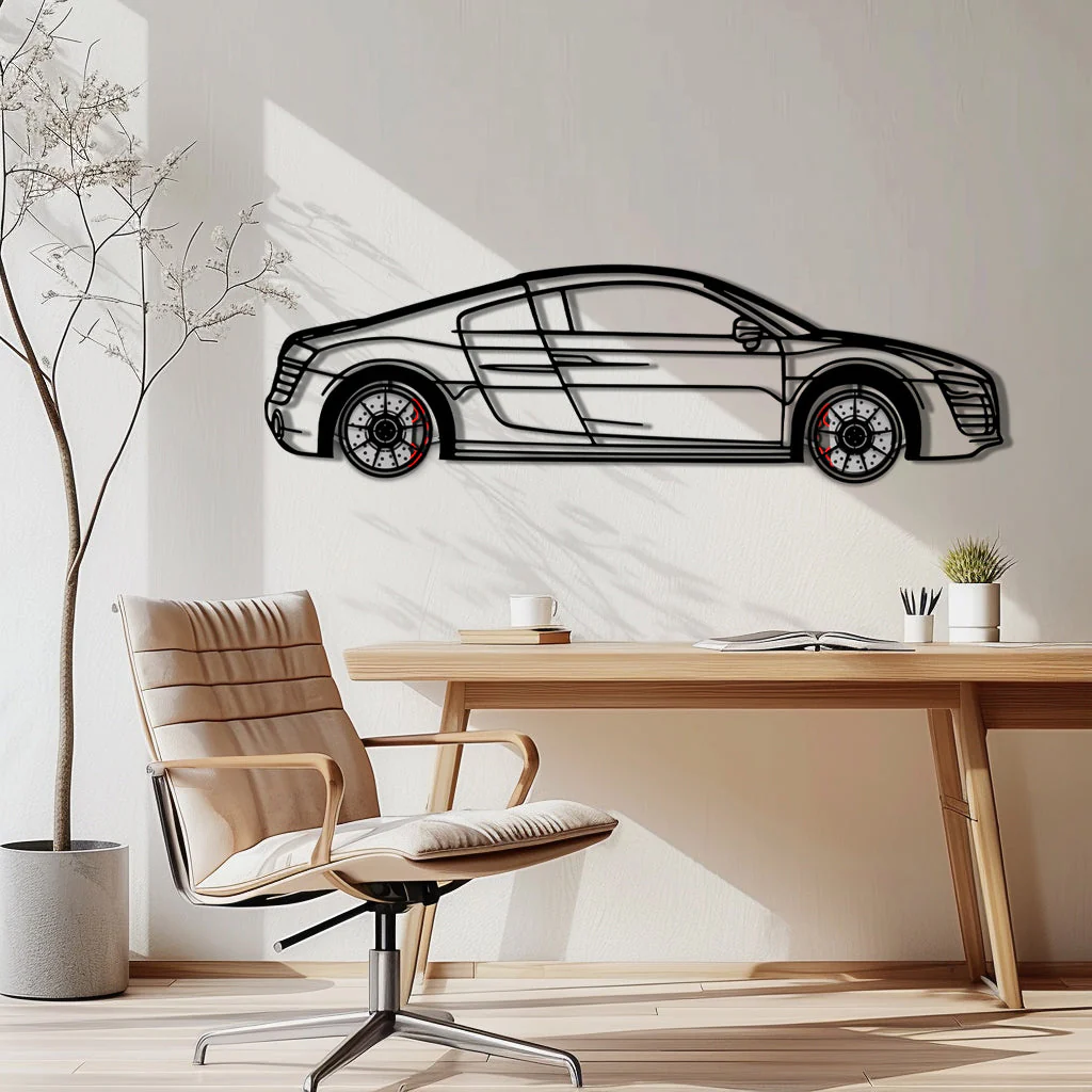 Audi R8 Metal Car Wall Art with Rotating Wheels - Exotic Supercar Silhouette Decor - Interactive Automotive Wall Art KAFMEKA096 - Image 10