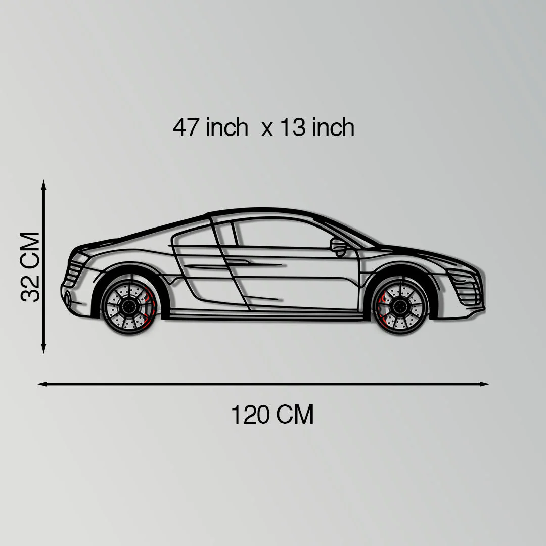 Audi R8 Metal Car Wall Art with Rotating Wheels - Exotic Supercar Silhouette Decor - Interactive Automotive Wall Art KAFMEKA096 - Image 11