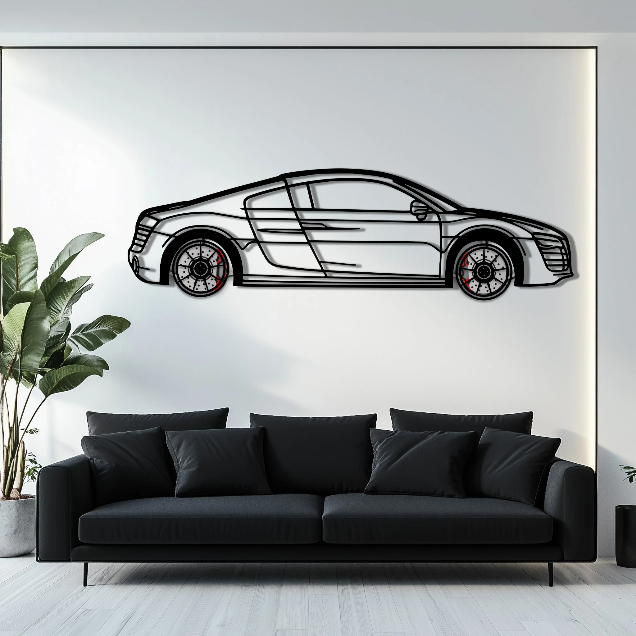 Audi R8 Metal Car Wall Art with Rotating Wheels - Exotic Supercar Silhouette Decor - Interactive Automotive Wall Art KAFMEKA096 - Image 6