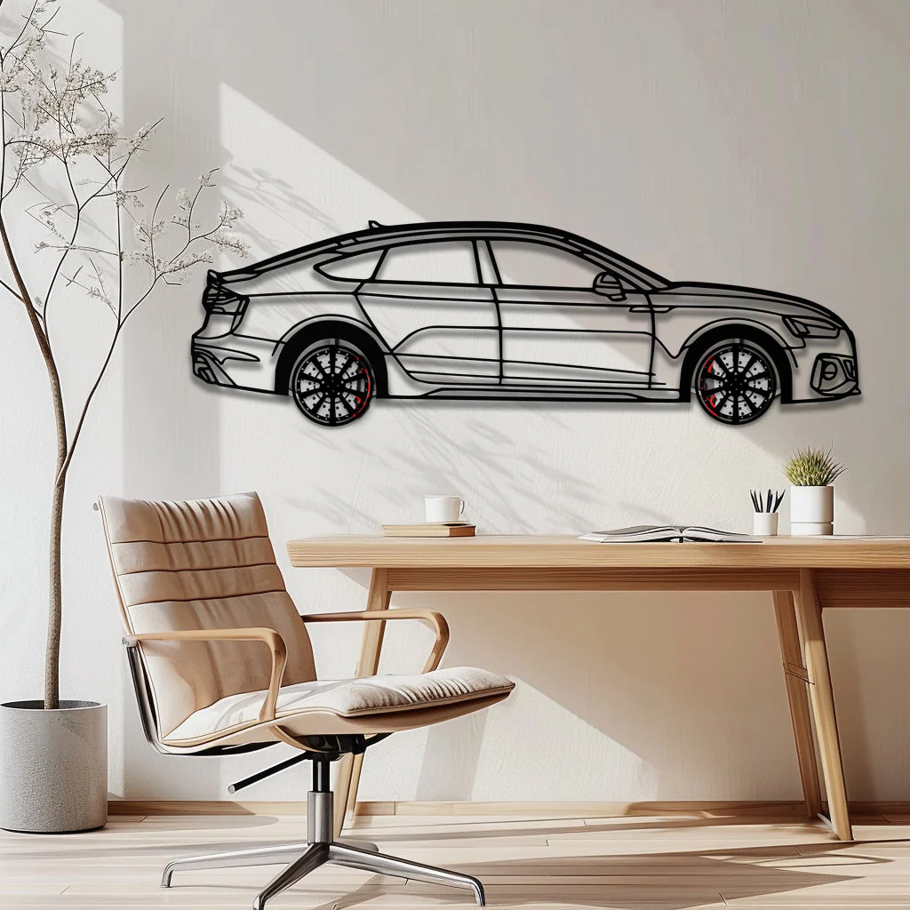 Audi RS5 Metal Car Wall Art with Rotating Wheels - Performance Sportback Silhouette Decor - Interactive Automotive Wall Art - KAFMEKA097 - Image 10