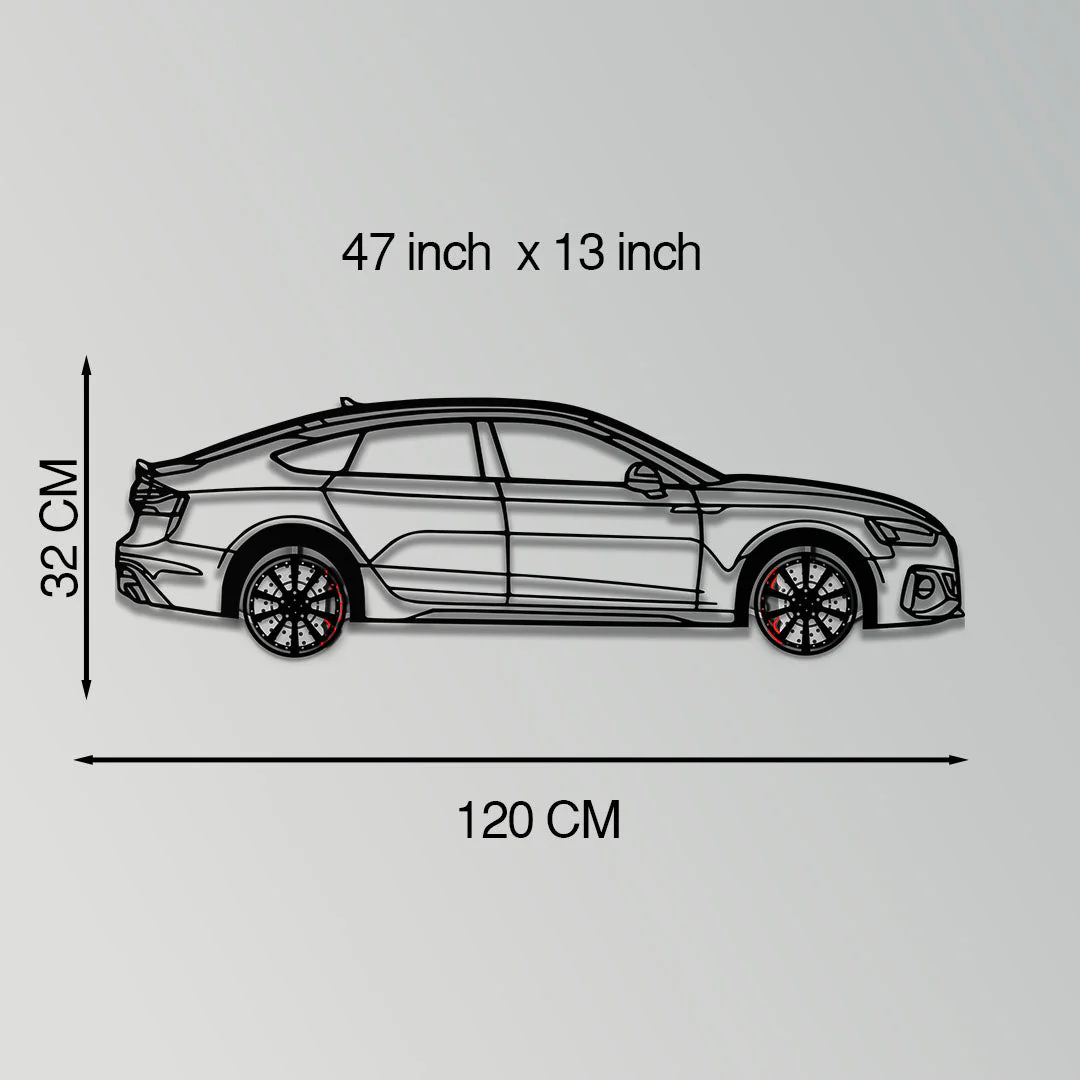 Audi RS5 Metal Car Wall Art with Rotating Wheels - Performance Sportback Silhouette Decor - Interactive Automotive Wall Art - KAFMEKA097 - Image 11