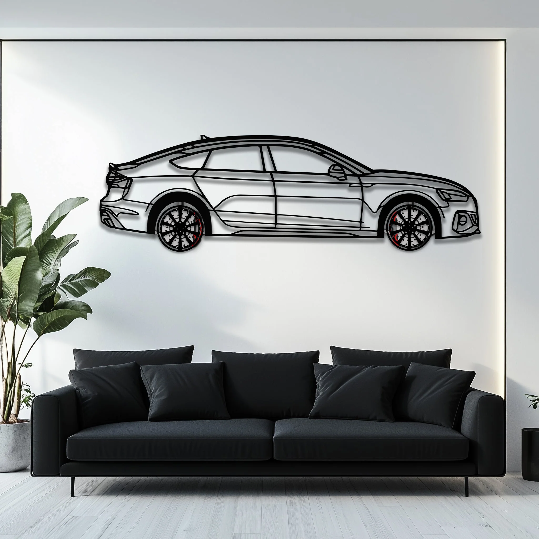 Audi RS5 Metal Car Wall Art with Rotating Wheels - Performance Sportback Silhouette Decor - Interactive Automotive Wall Art - KAFMEKA097 - Image 6