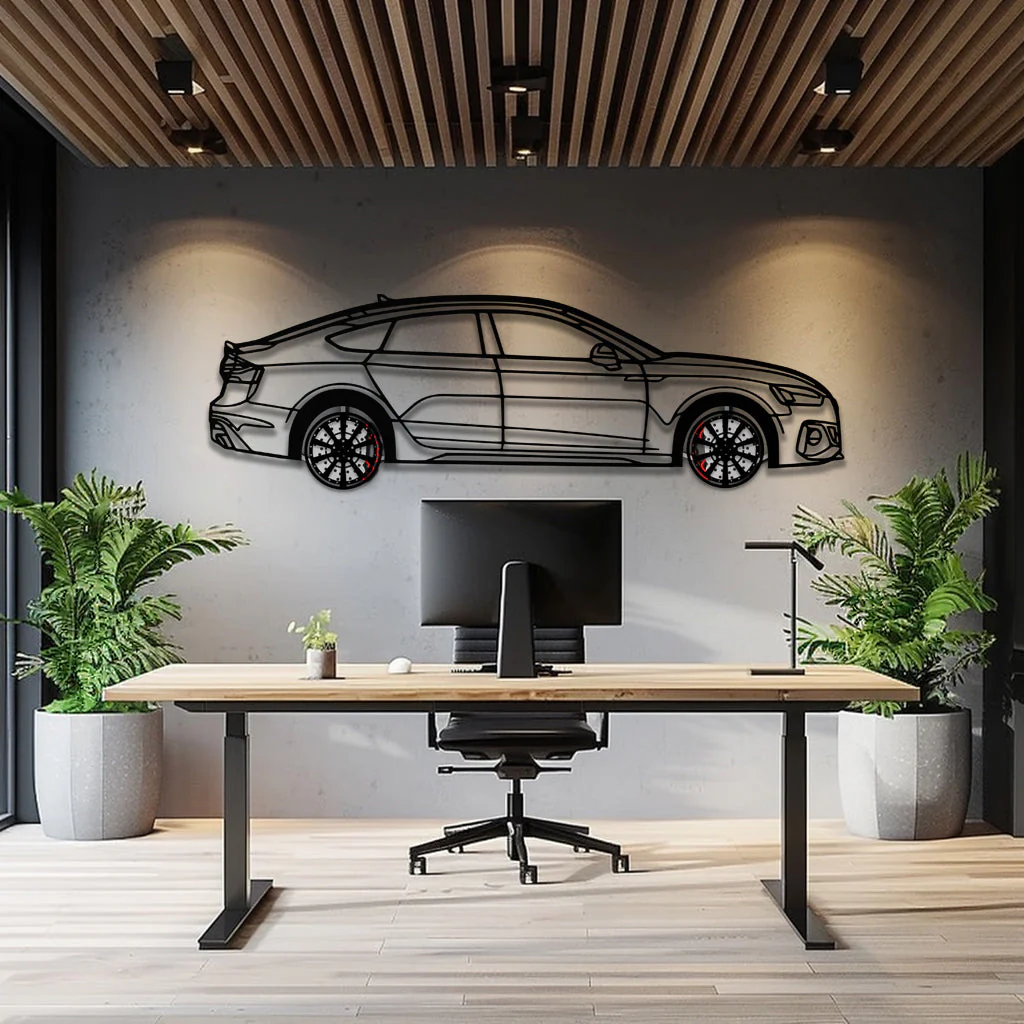 Audi RS5 Metal Car Wall Art with Rotating Wheels - Performance Sportback Silhouette Decor - Interactive Automotive Wall Art - KAFMEKA097 - Image 8