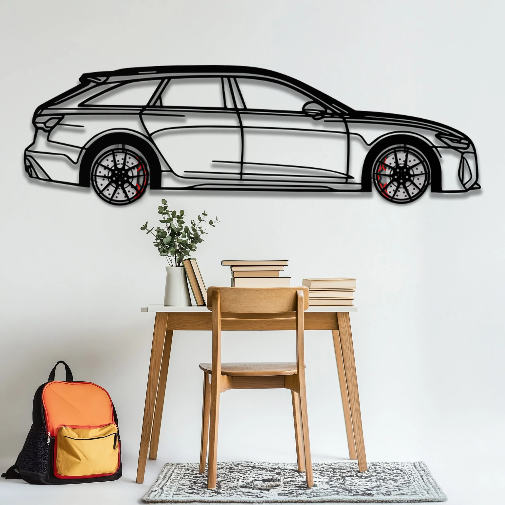 Audi RS6 Avant Metal Car Wall Art with Rotating Wheels - Super Wagon Silhouette Decor - Interactive Automotive Wall Art - KAFMEKA098 - Image 5