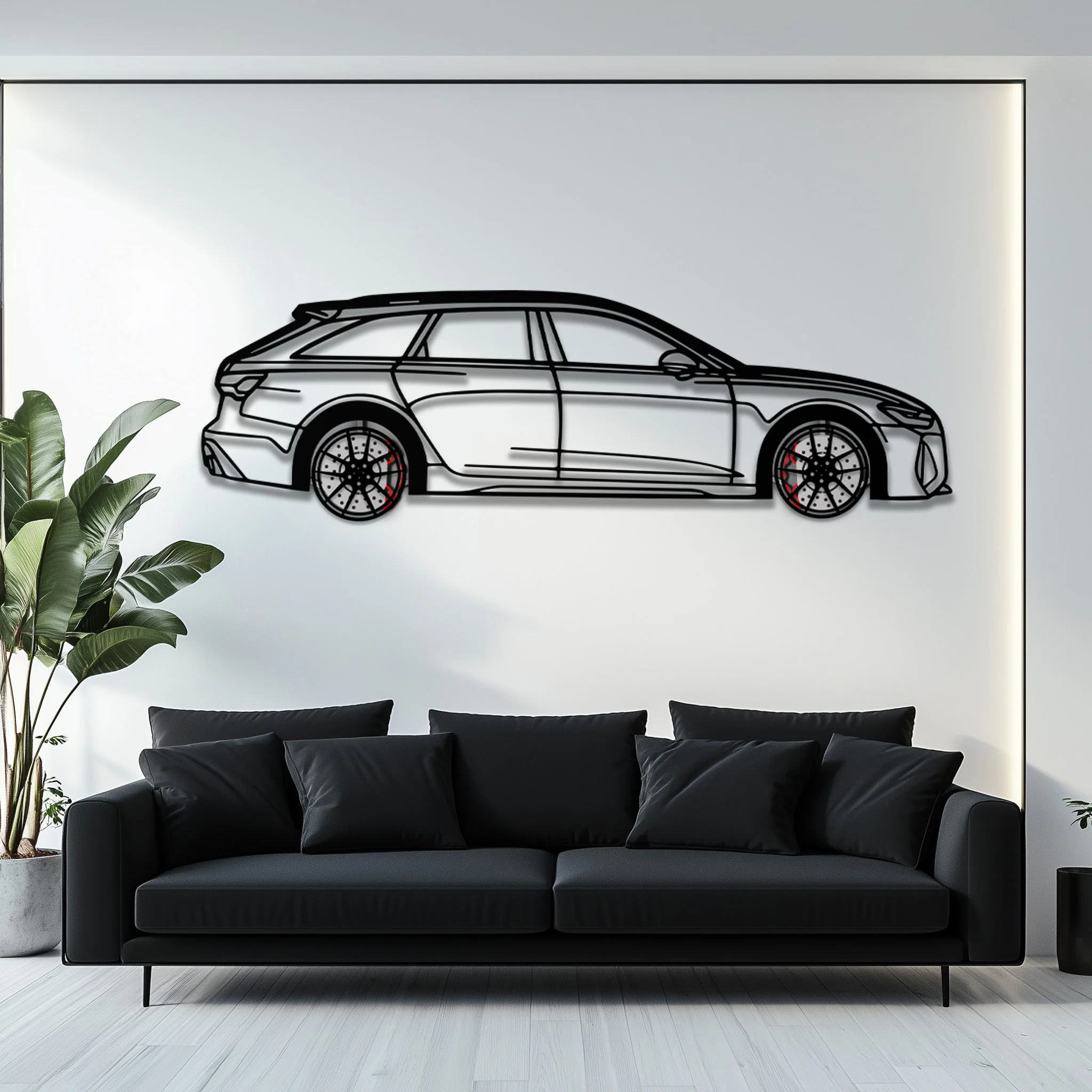 Audi RS6 Avant Metal Car Wall Art with Rotating Wheels - Super Wagon Silhouette Decor - Interactive Automotive Wall Art - KAFMEKA098 - Image 7