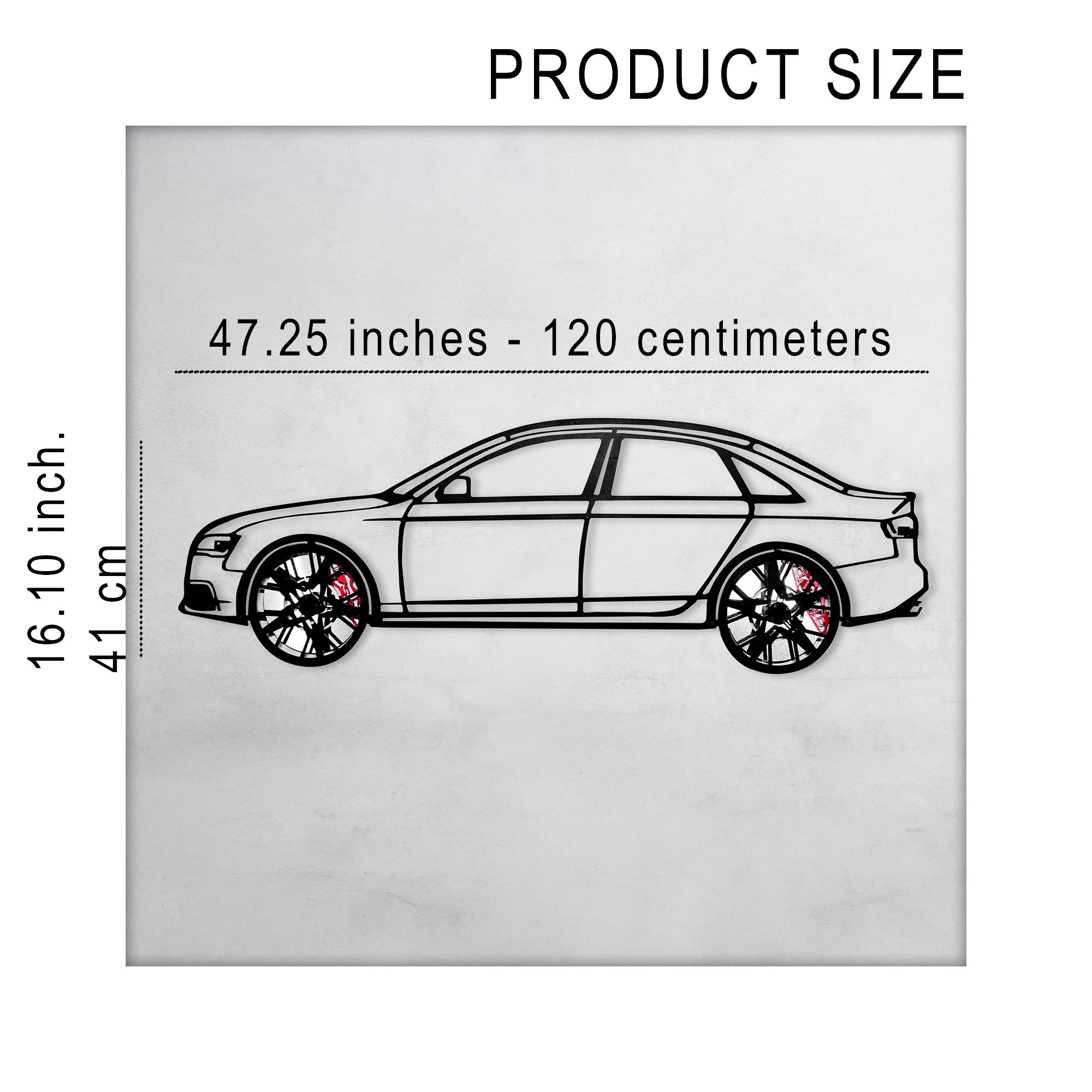 Audi S4 Wall Art – Steel Silhouette with Spinning Wheels -KAFMEKA011 - Image 11