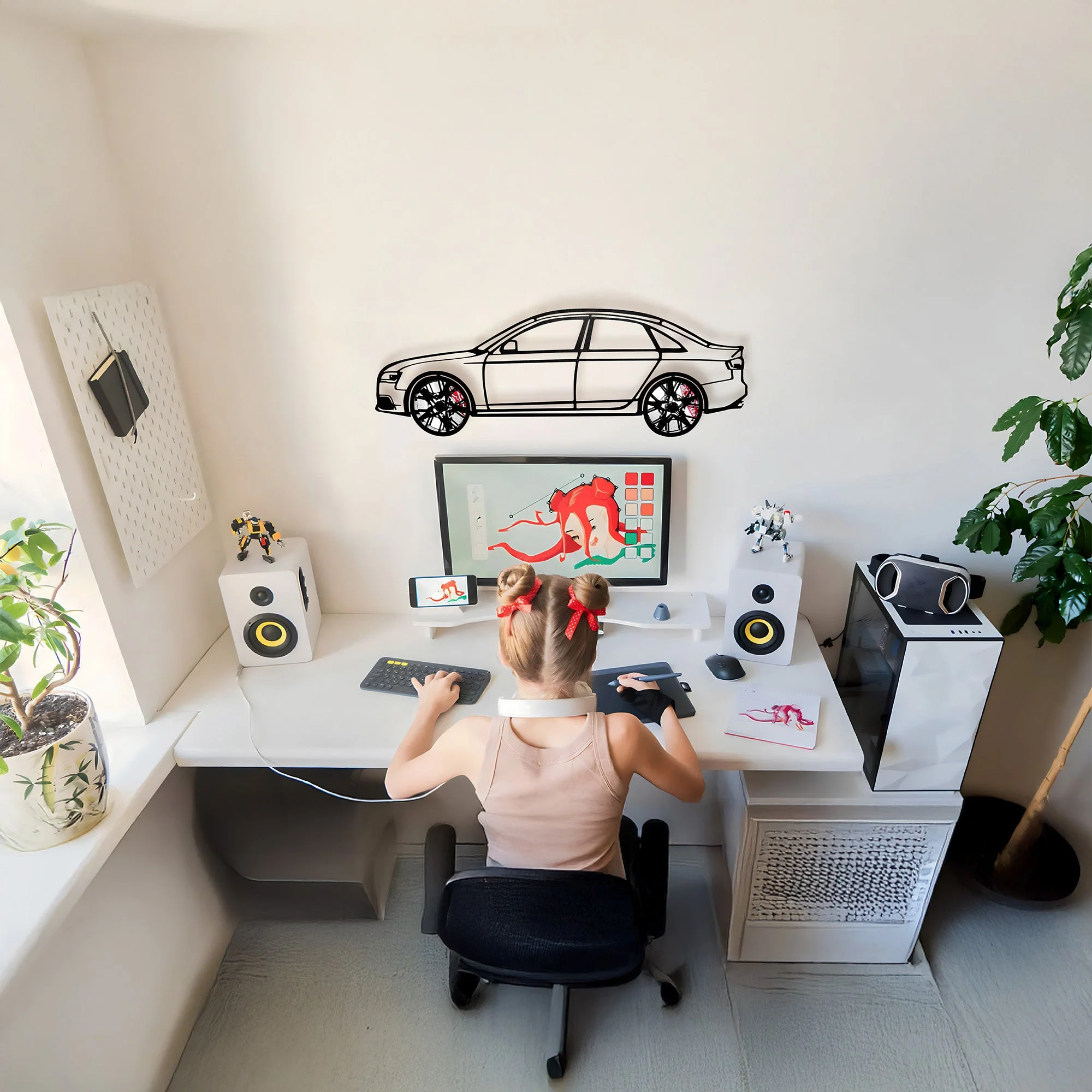 Audi S4 Wall Art – Steel Silhouette with Spinning Wheels -KAFMEKA011 - Image 9