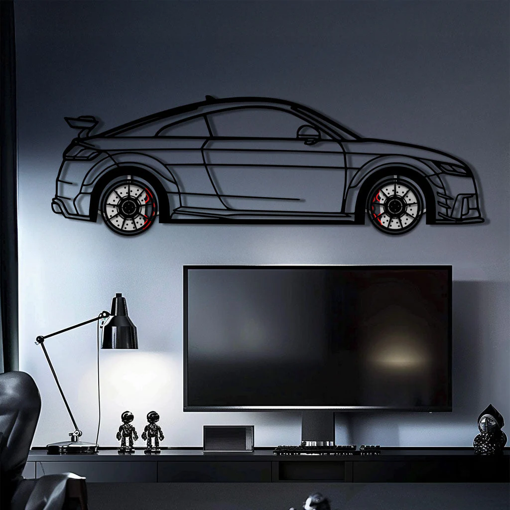 Audi TT Metal Car Wall Art with Rotating Wheels - Iconic Sports Coupe Silhouette Decor - Interactive Automotive Wall Art- KAFMEKA099 - Image 10