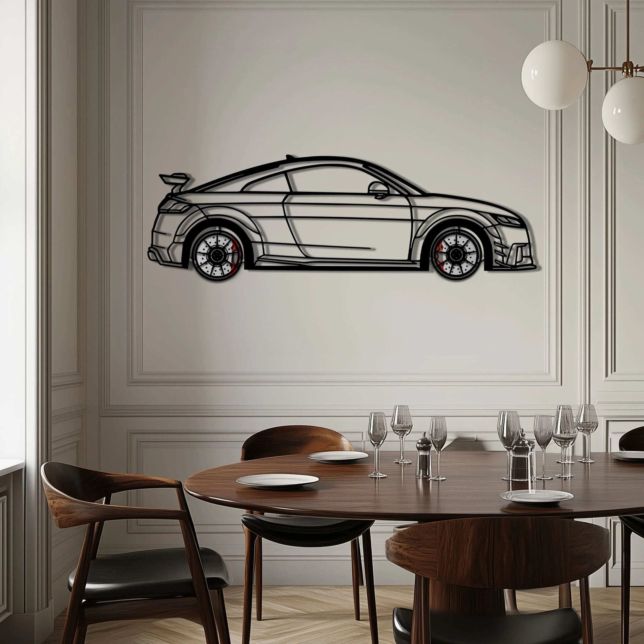 Audi TT Metal Car Wall Art with Rotating Wheels - Iconic Sports Coupe Silhouette Decor - Interactive Automotive Wall Art- KAFMEKA099 - Image 3