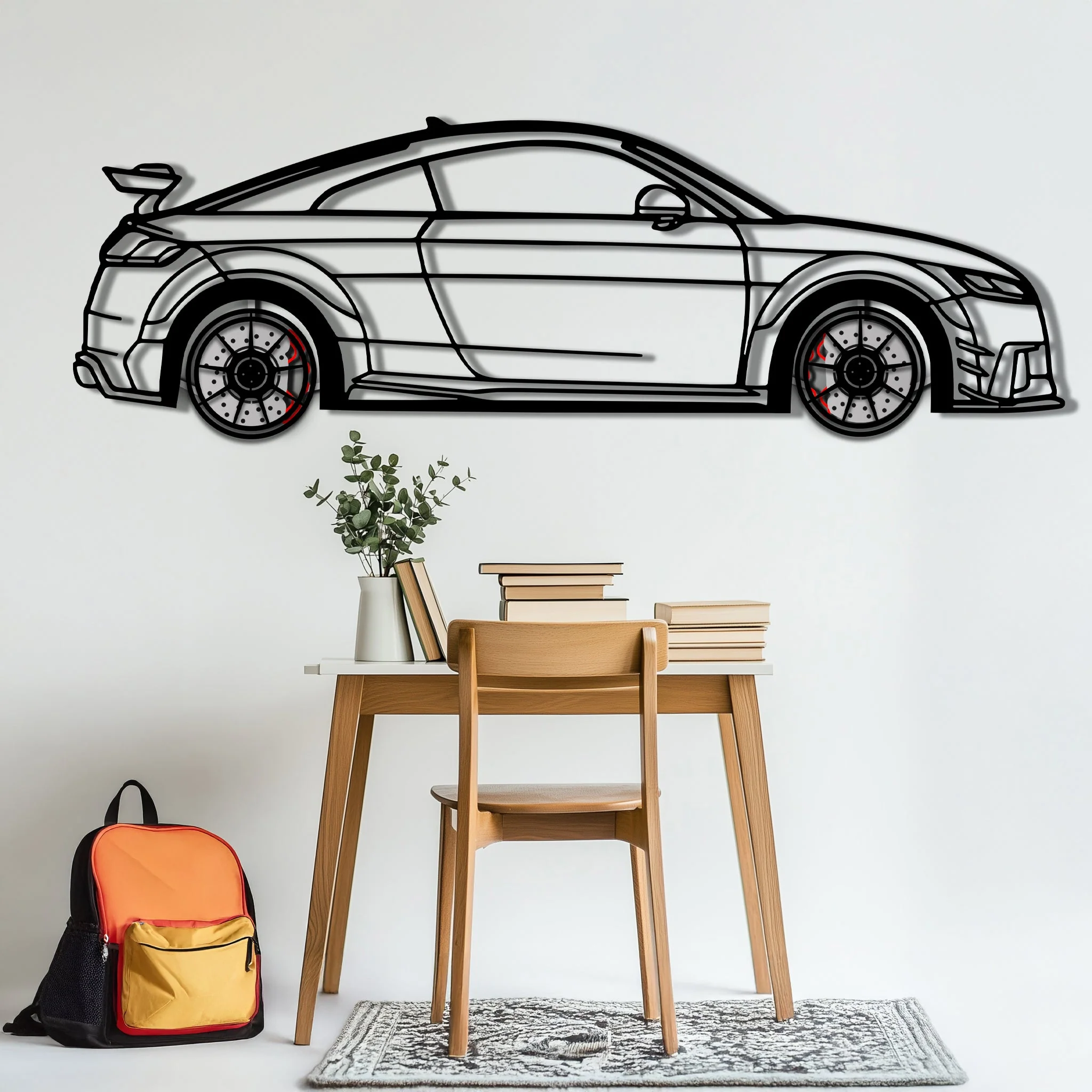 Audi TT Metal Car Wall Art with Rotating Wheels - Iconic Sports Coupe Silhouette Decor - Interactive Automotive Wall Art- KAFMEKA099 - Image 5