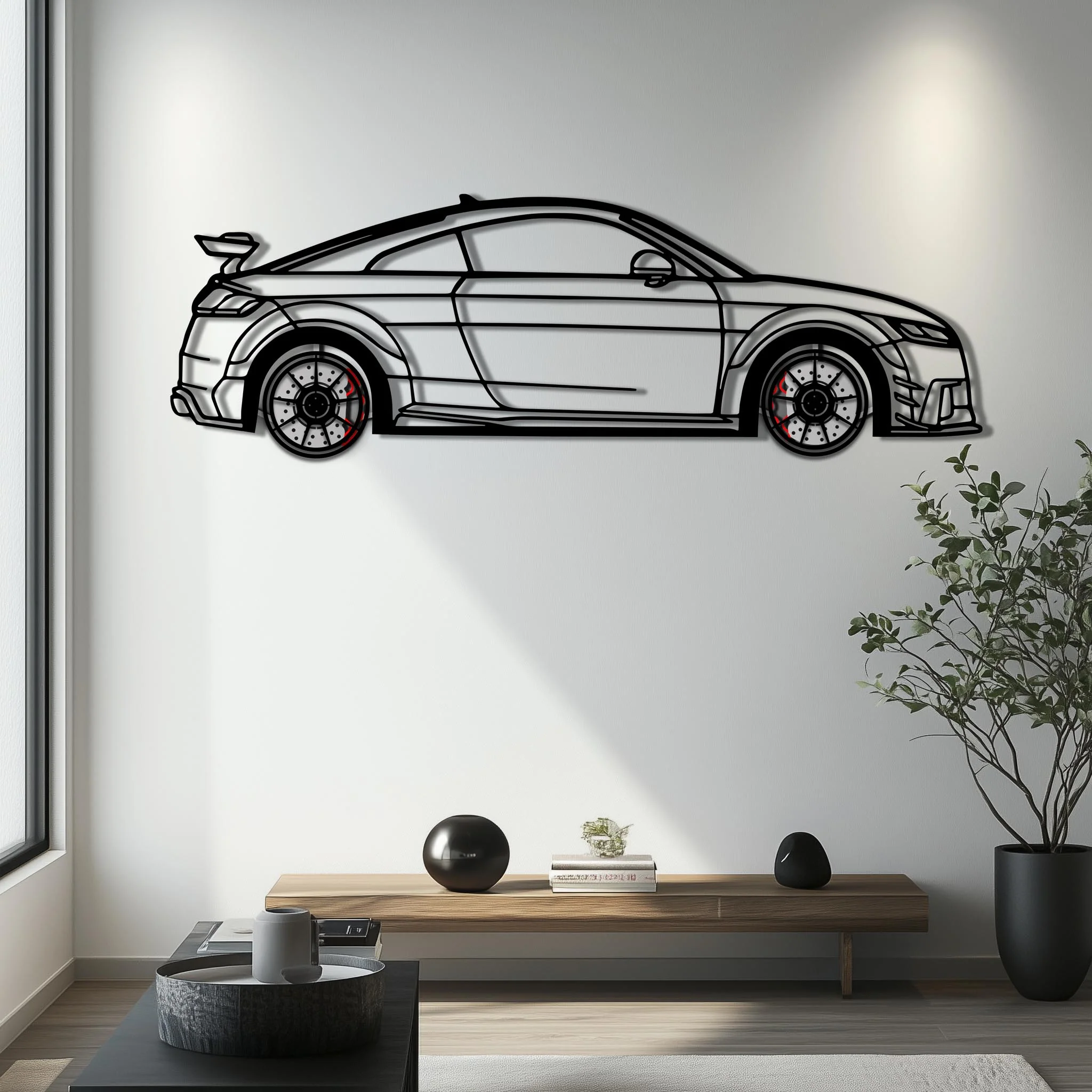 Audi TT Metal Car Wall Art with Rotating Wheels - Iconic Sports Coupe Silhouette Decor - Interactive Automotive Wall Art- KAFMEKA099 - Image 6