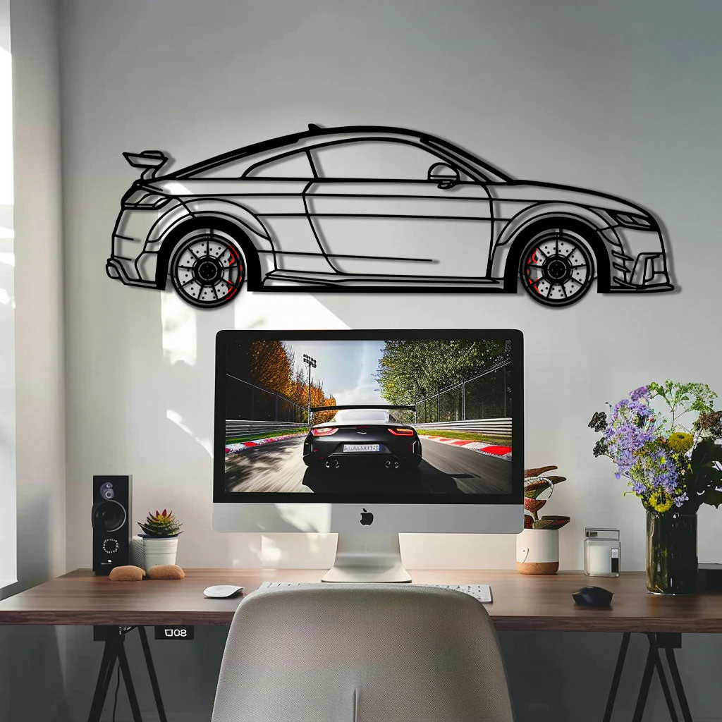 Audi TT Metal Car Wall Art with Rotating Wheels - Iconic Sports Coupe Silhouette Decor - Interactive Automotive Wall Art- KAFMEKA099 - Image 8