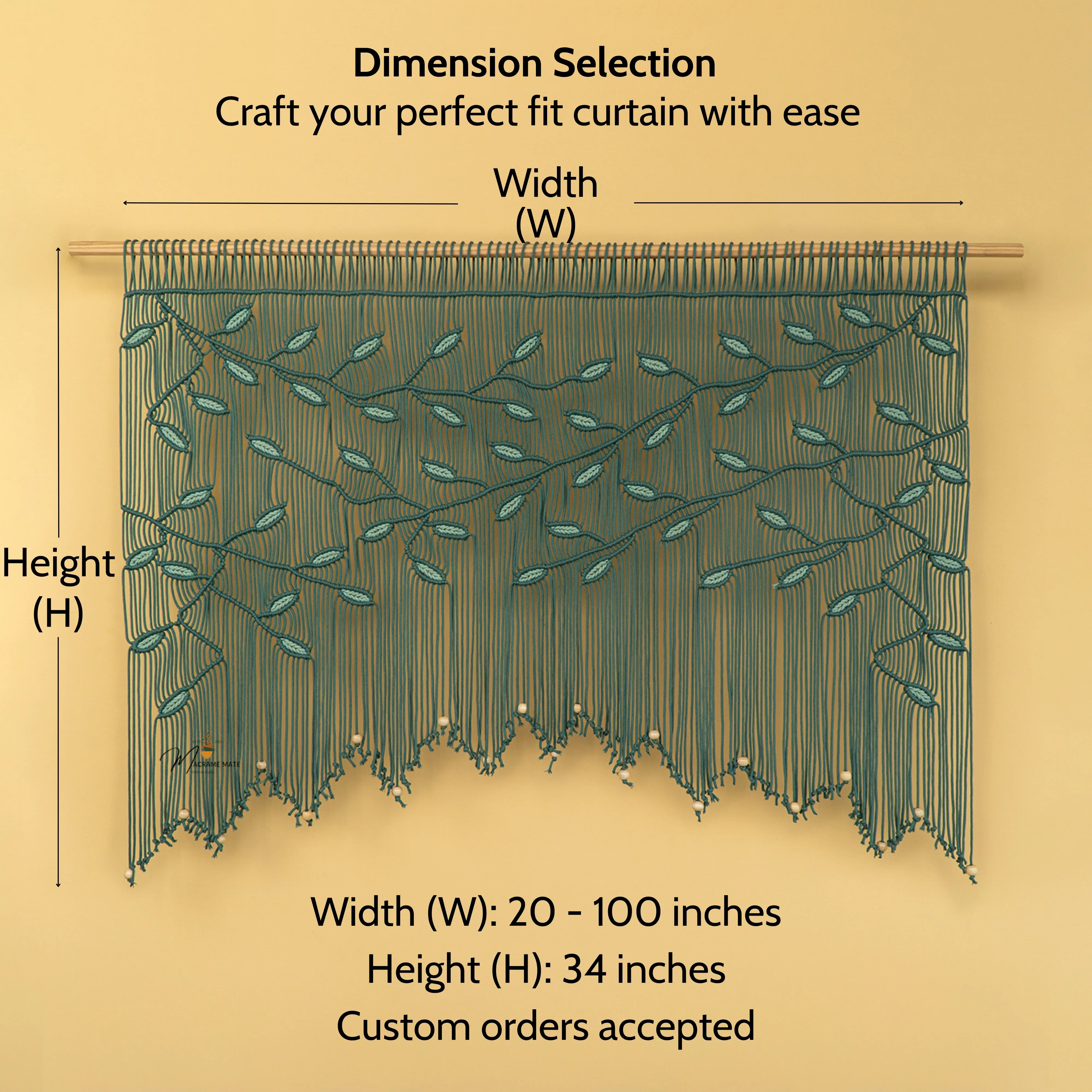 Aura Emerald Sage Macrame Window Curtain - Image 2