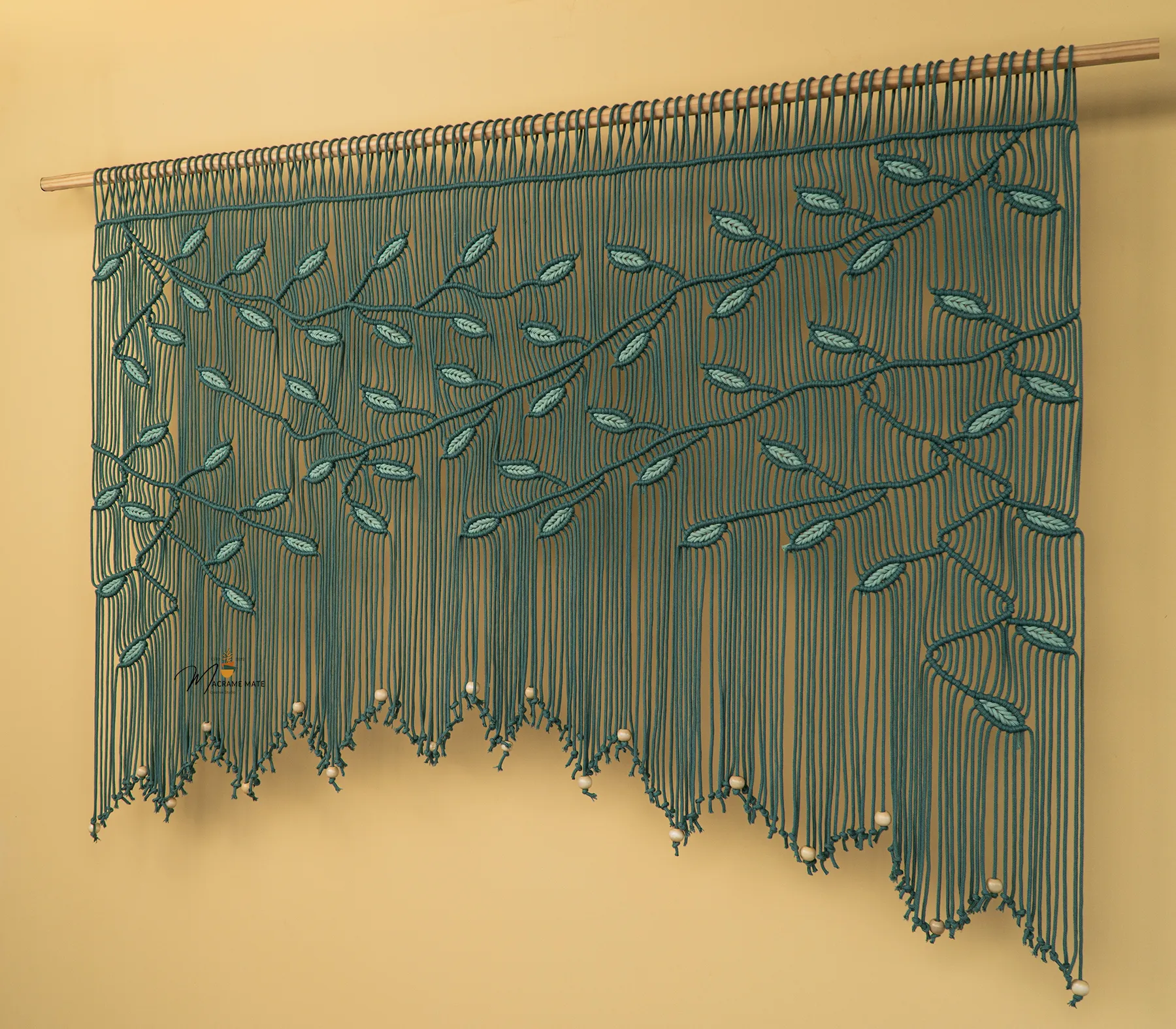 Aura Emerald Sage Macrame Window Curtain - Image 8