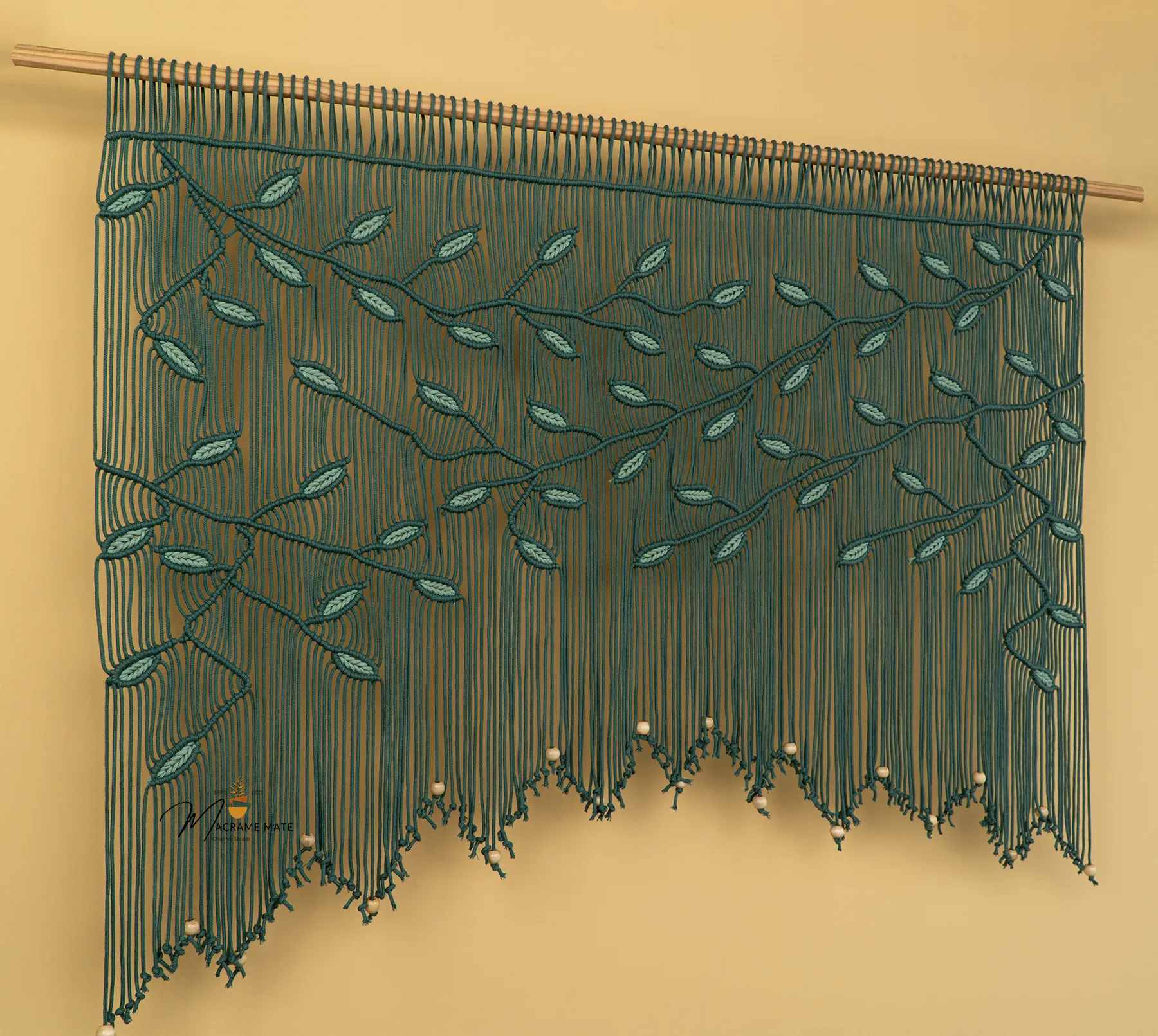Aura Emerald Sage Macrame Window Curtain - Image 9