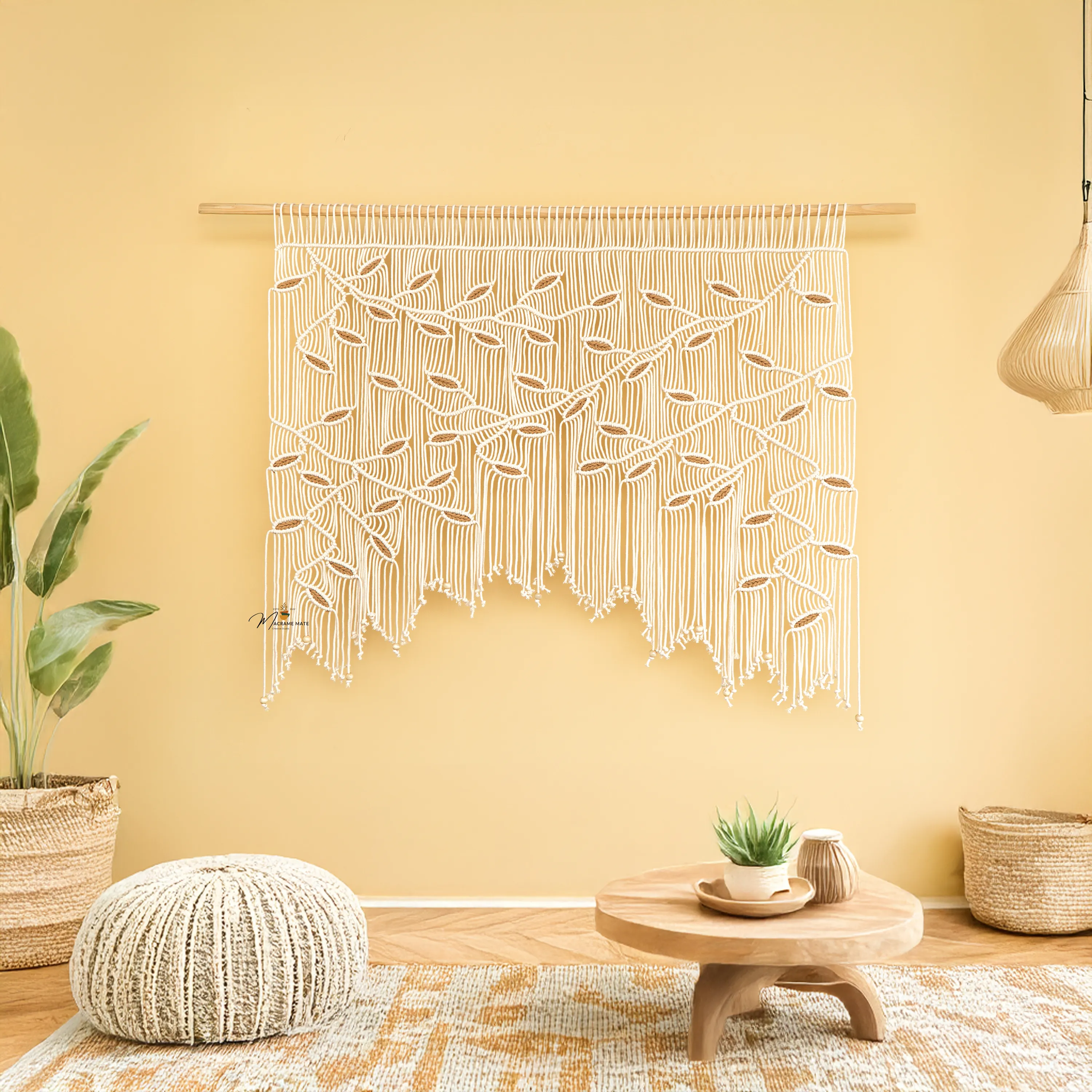 Aura Natural Latte Macrame Window Curtain - Image 10