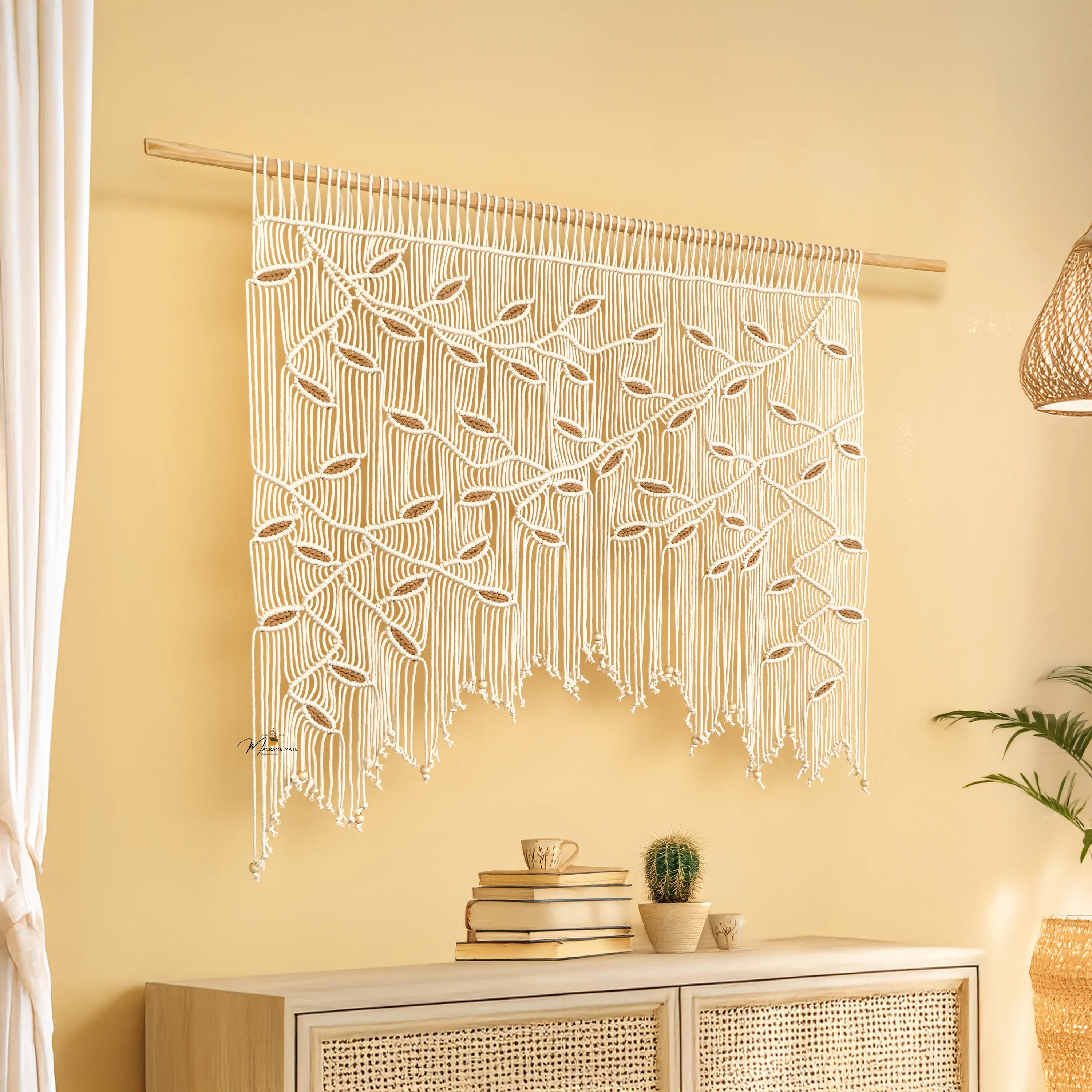 Aura Natural Latte Macrame Window Curtain - Image 11