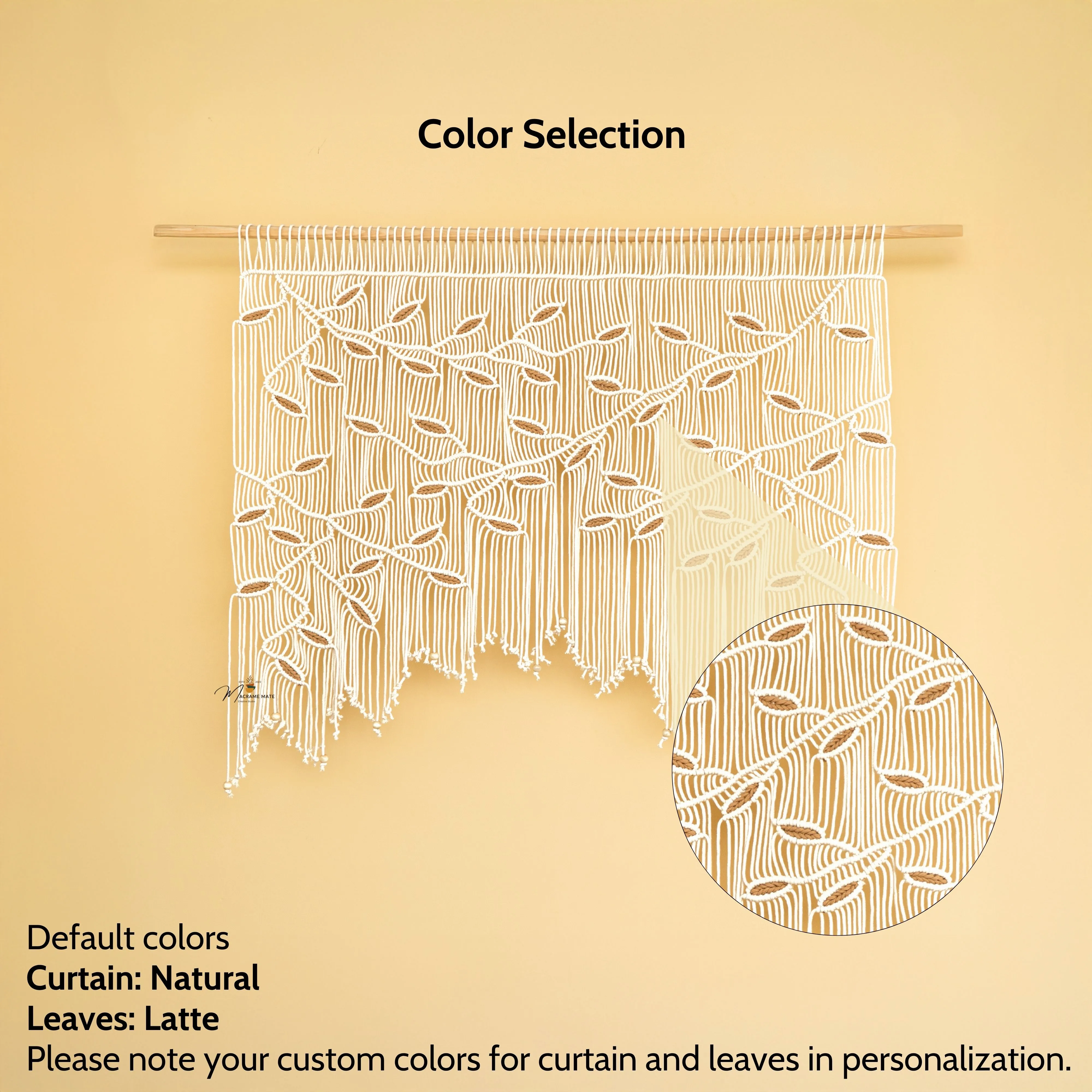 Aura Natural Latte Macrame Window Curtain - Image 3