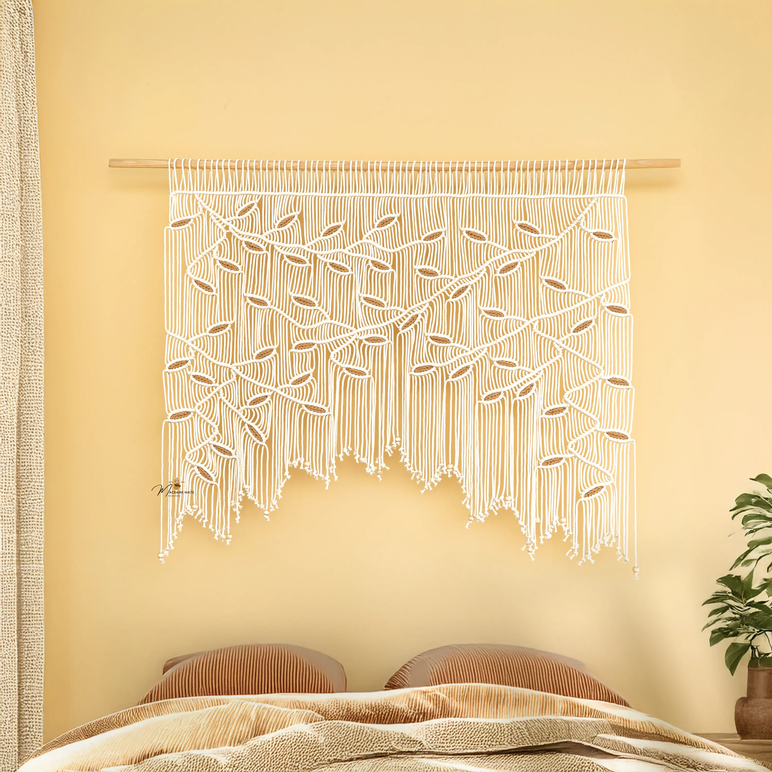 Aura Natural Latte Macrame Window Curtain - Image 5