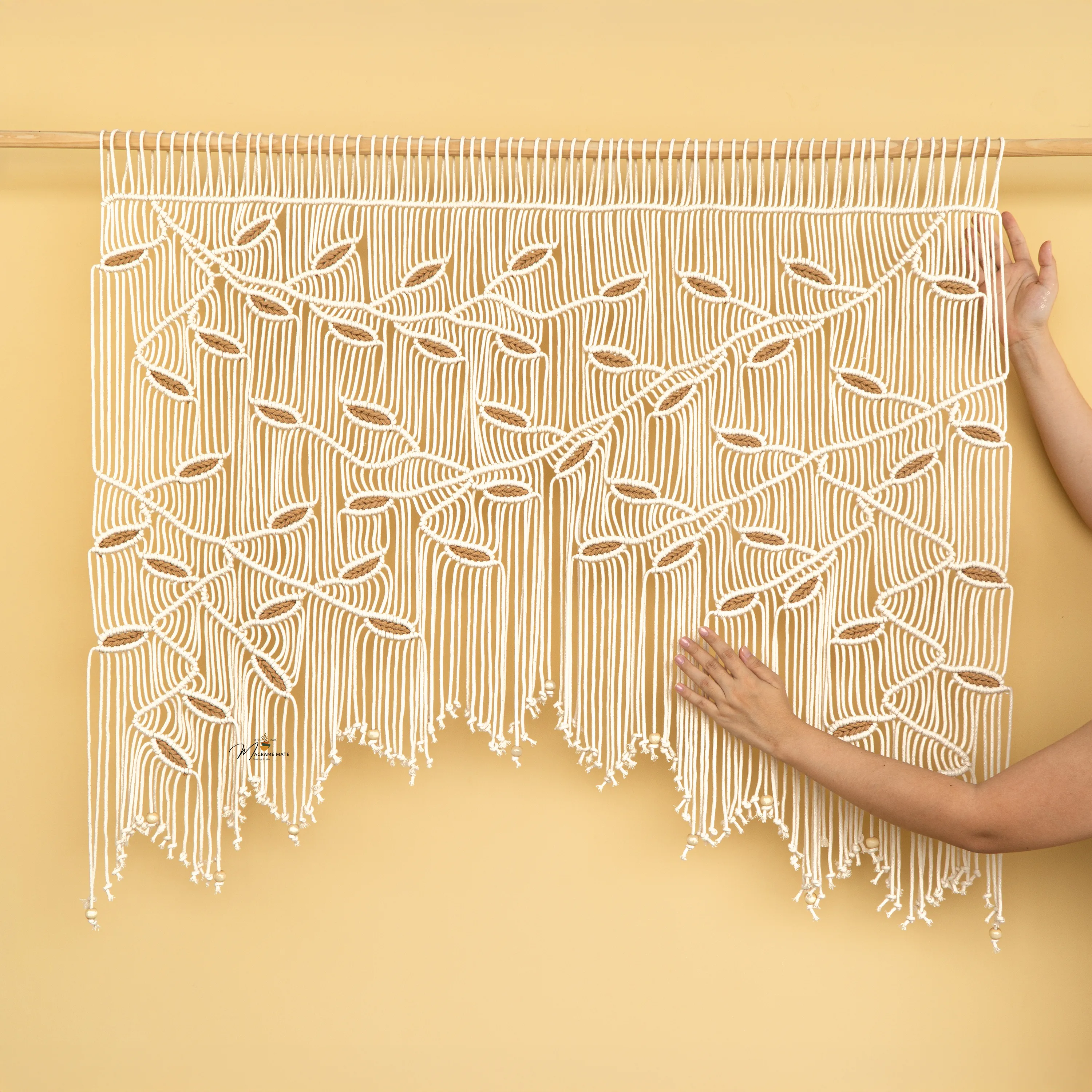 Aura Natural Latte Macrame Window Curtain - Image 7
