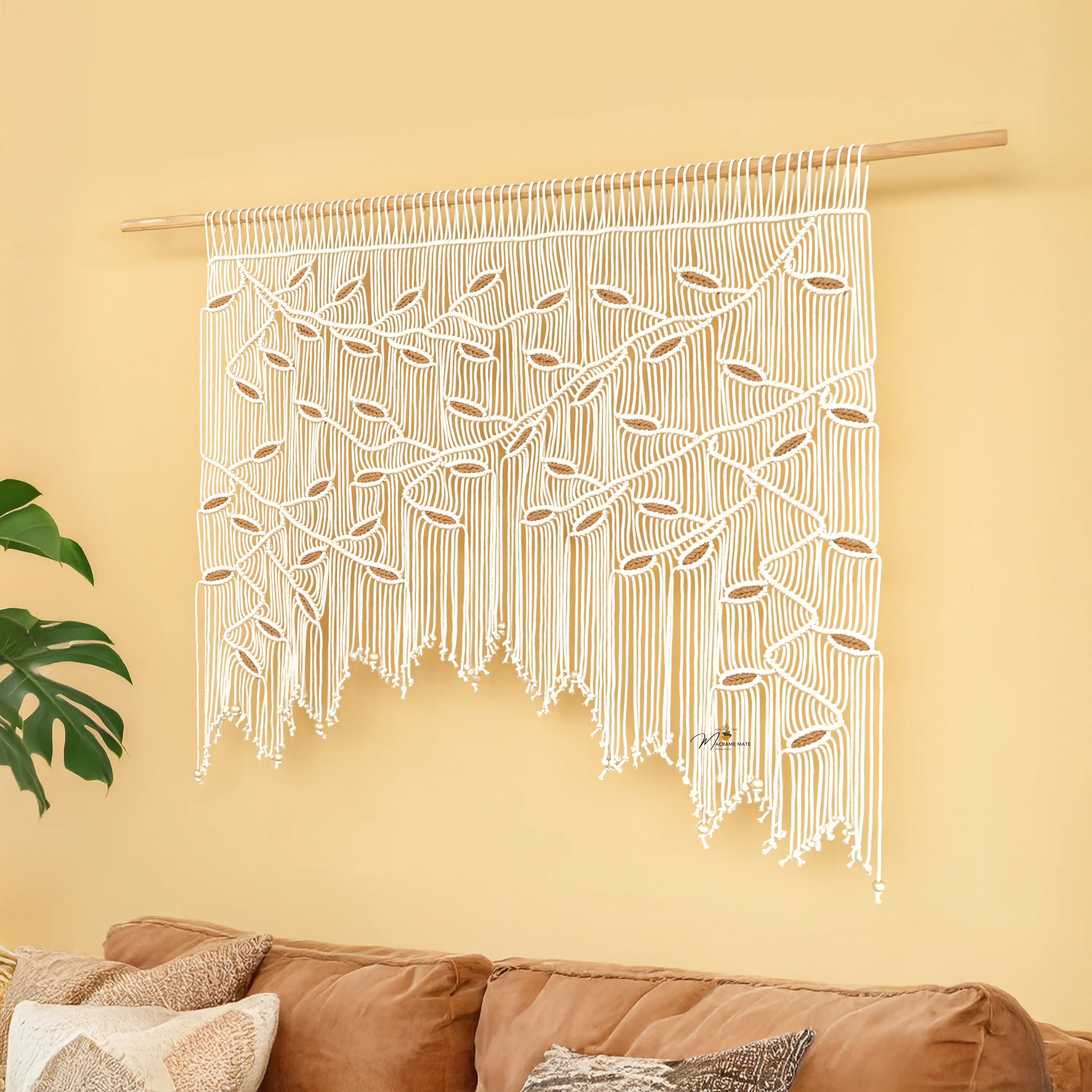 Aura Natural Latte Macrame Window Curtain - Image 8