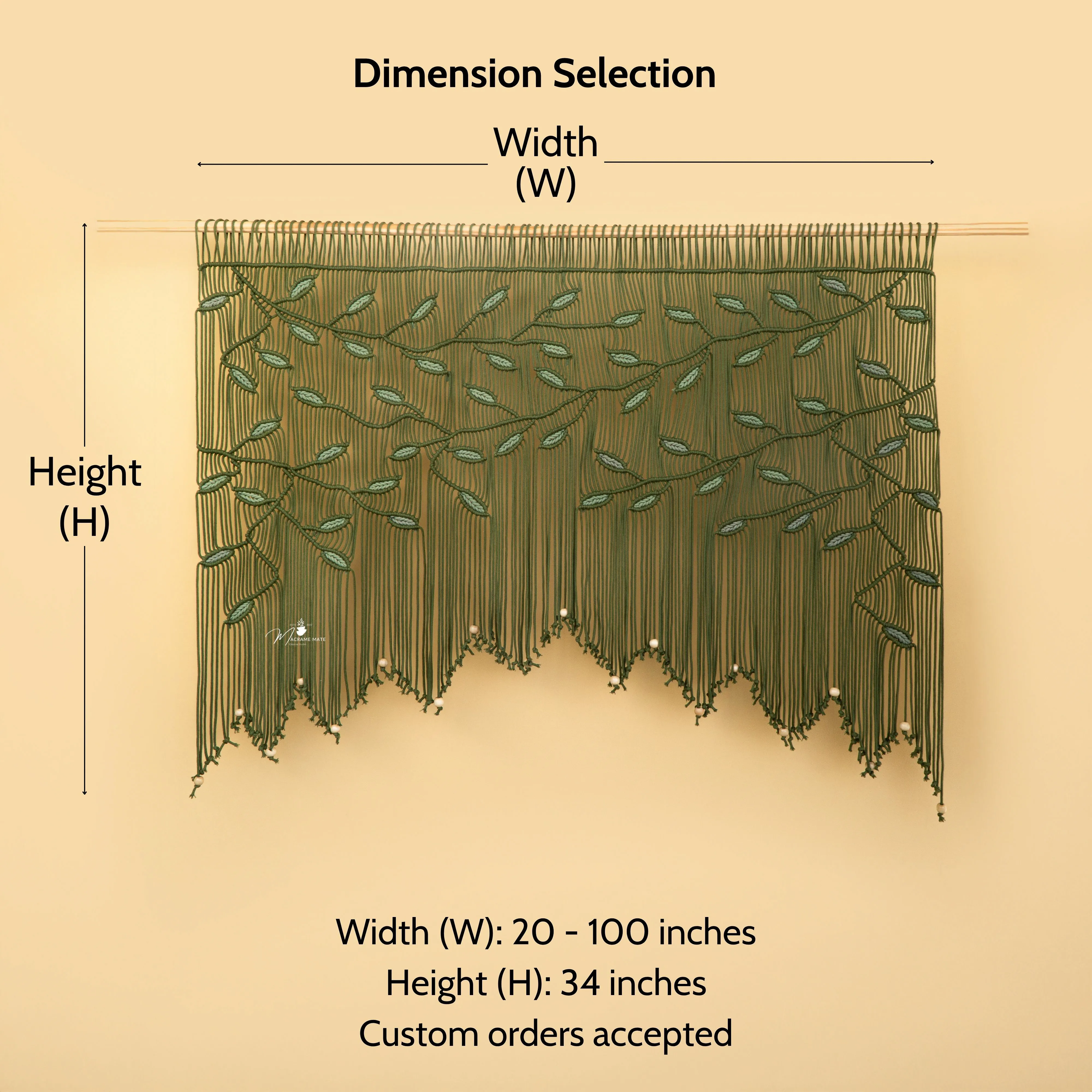 Aura Olive Sage Macrame Window Curtain - Image 2