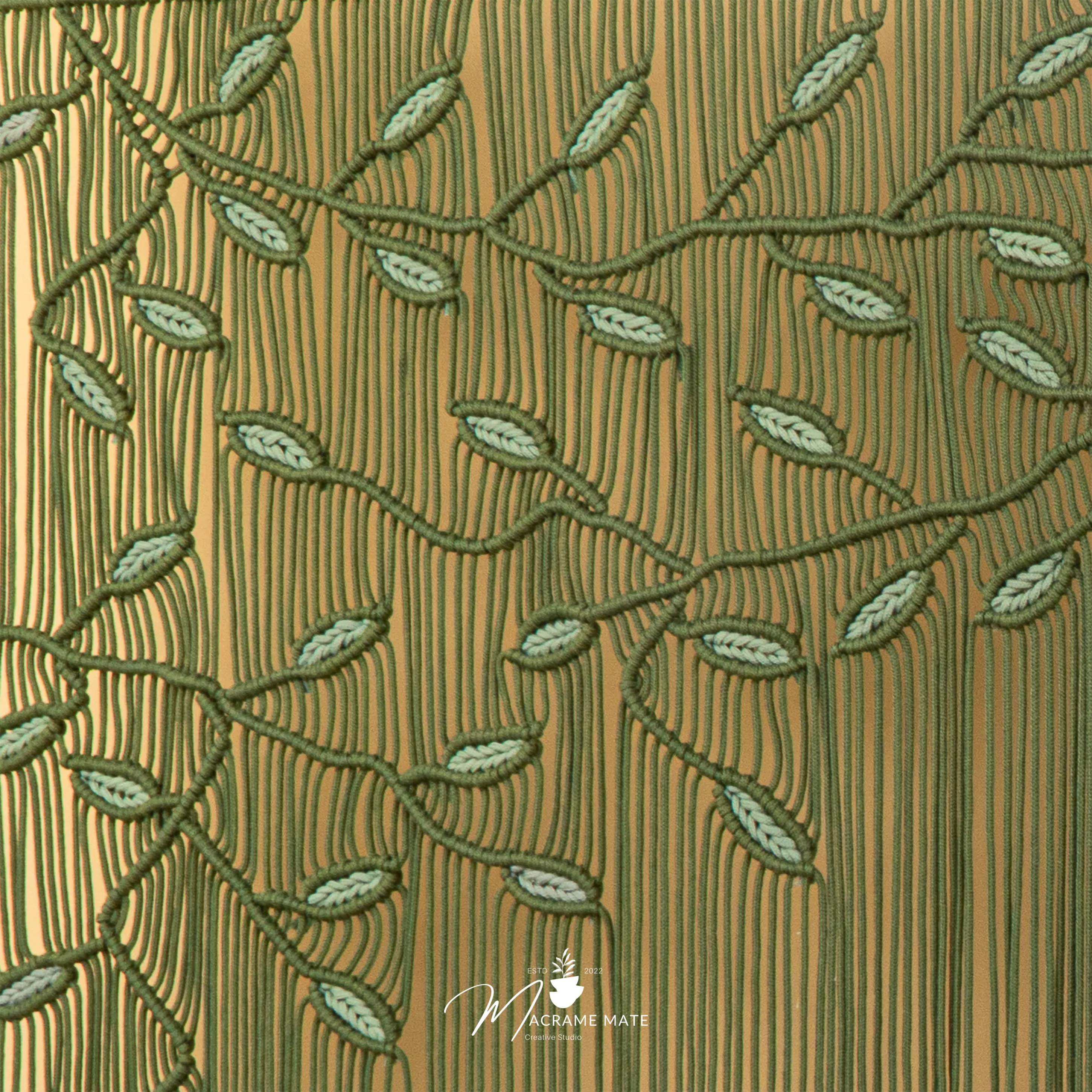 Aura Olive Sage Macrame Window Curtain - Image 9