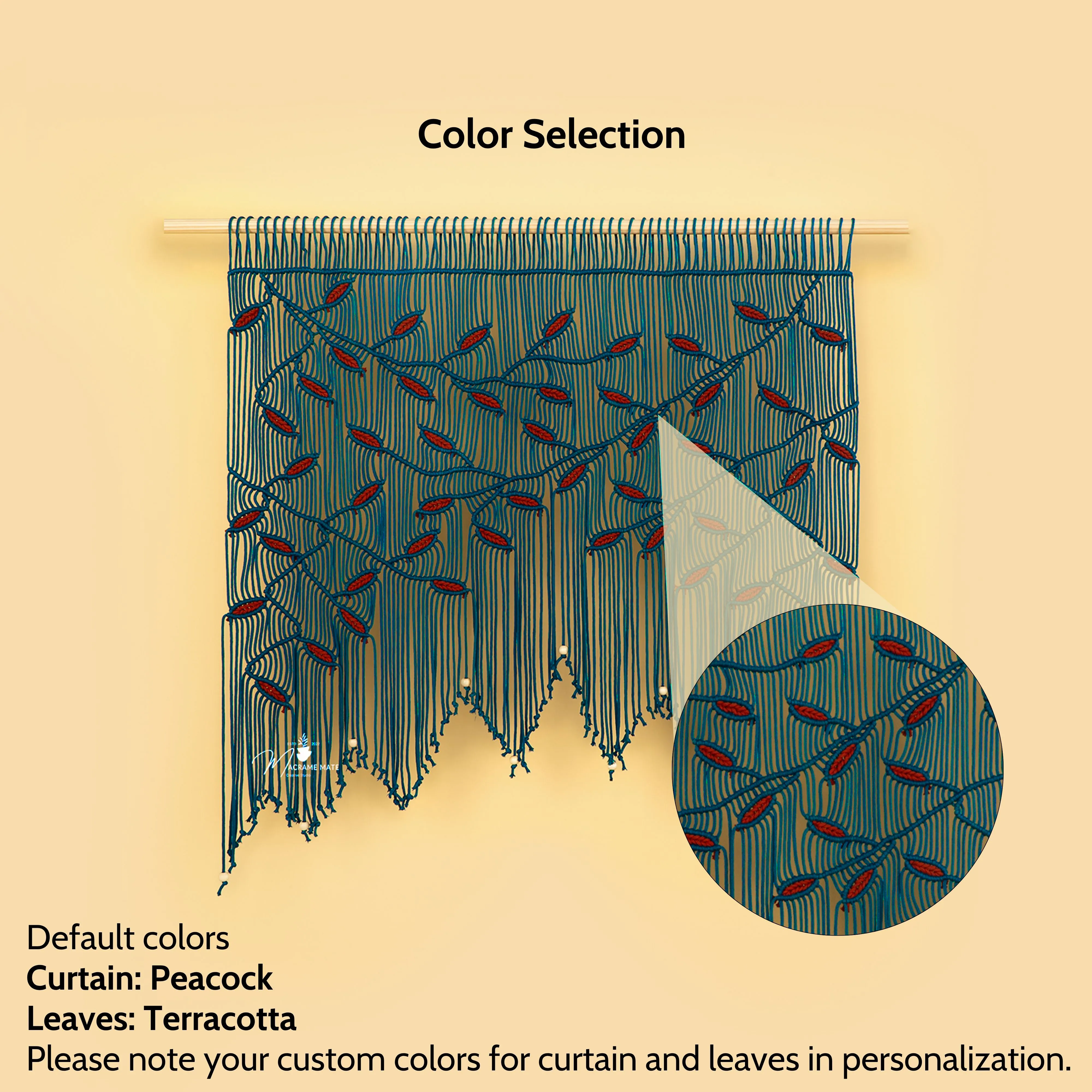 Aura Peacock Terracotta Macrame Window Curtain - Image 3