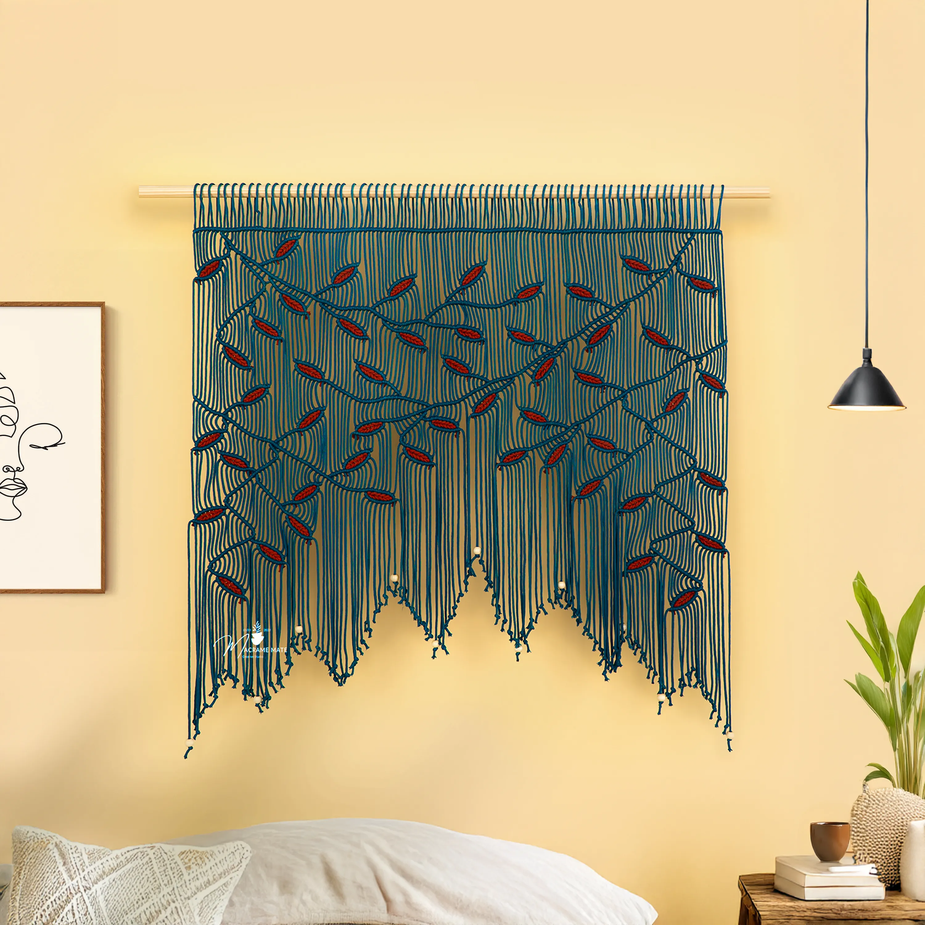 Aura Peacock Terracotta Macrame Window Curtain - Image 5