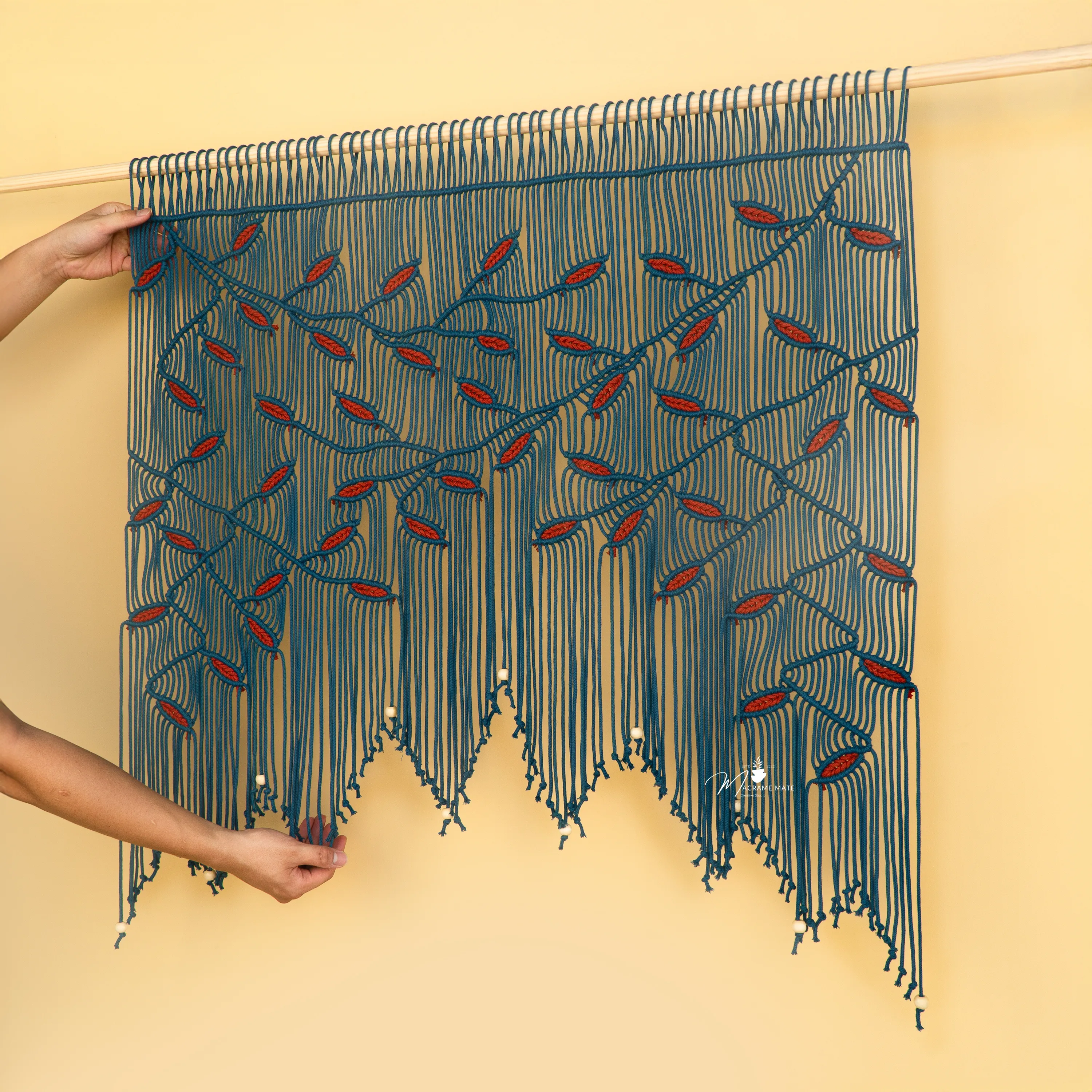 Aura Peacock Terracotta Macrame Window Curtain - Image 7