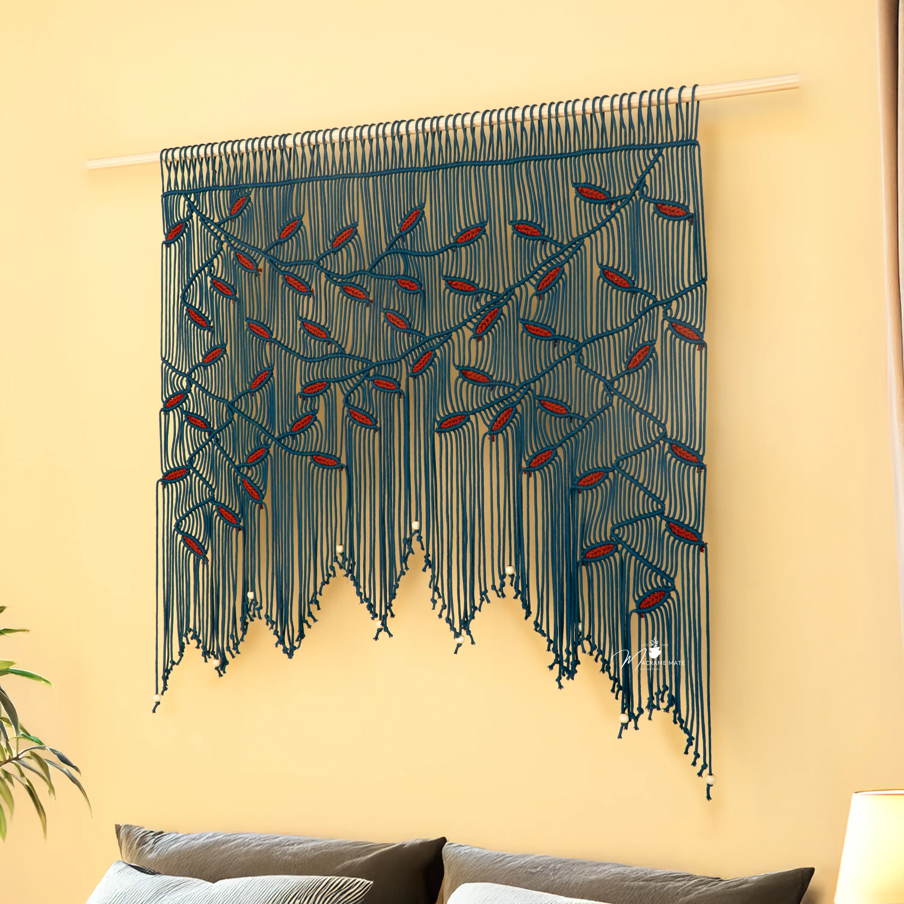 Aura Peacock Terracotta Macrame Window Curtain - Image 8