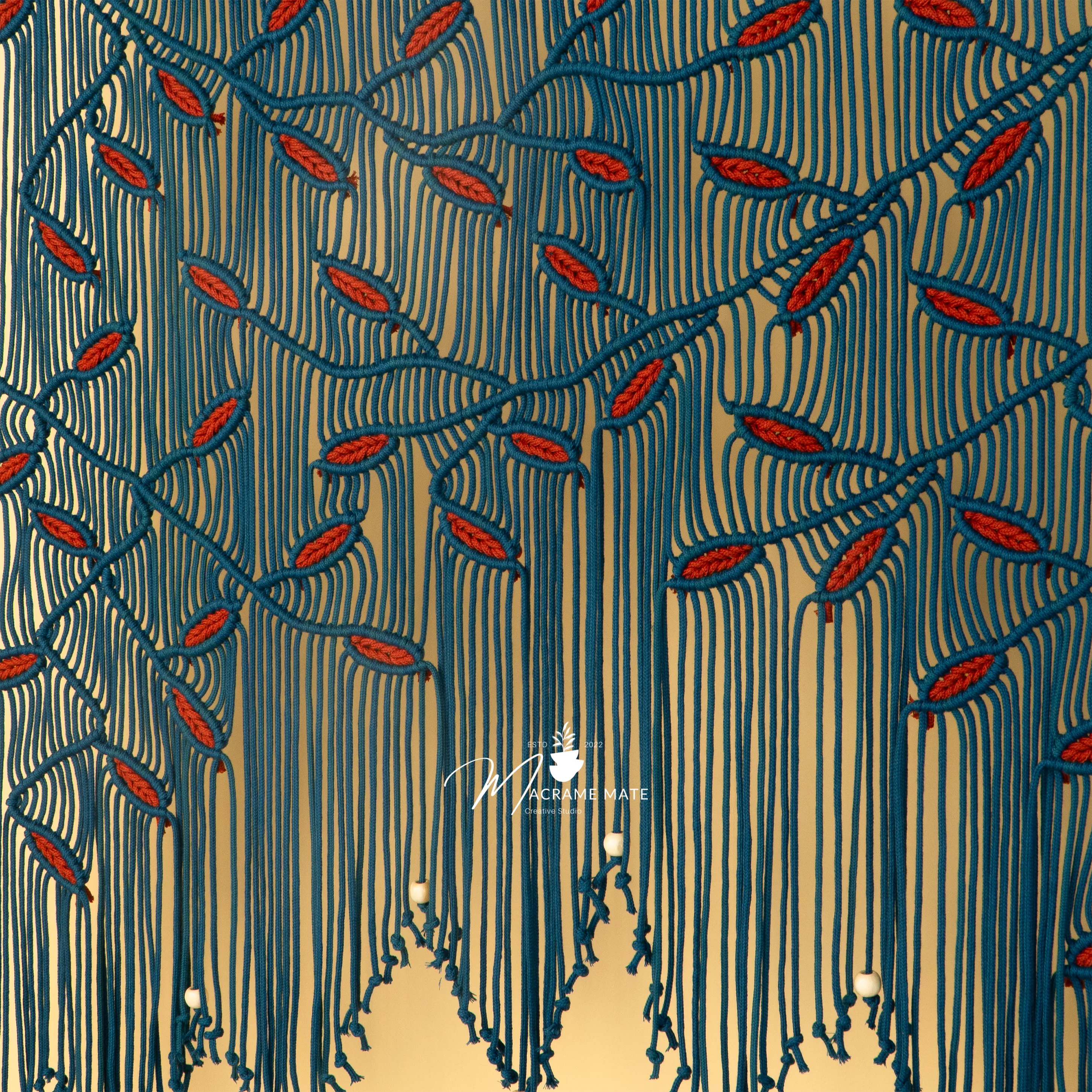 Aura Peacock Terracotta Macrame Window Curtain - Image 9