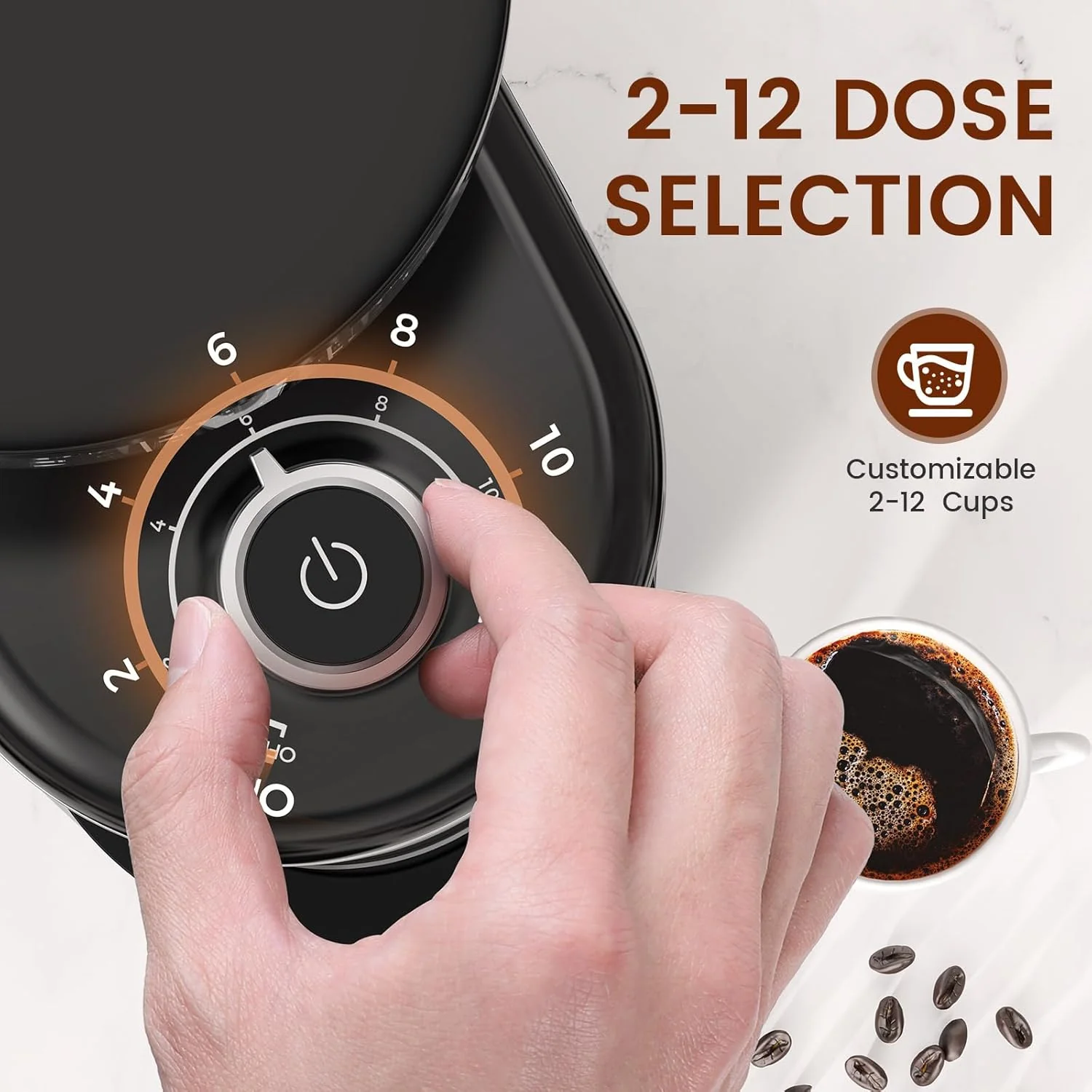 Automatic Coffee Grinder, Electric Burr One-Touch Grinder with 35 Grind Settings for Drip/Espresso/PourOver/ColdBrew, 2-12 Cup Dose Selection B8002 - Image 4