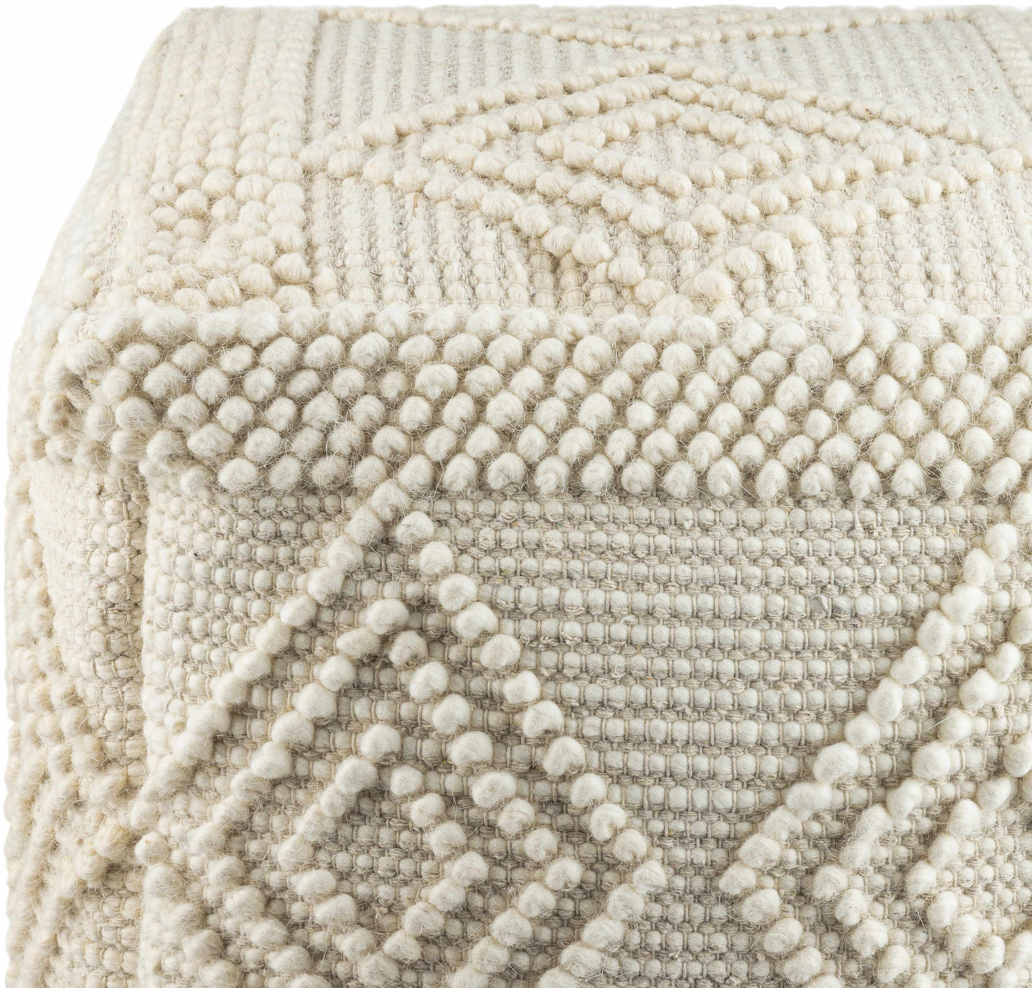 Aveley Beige Cotton Knitted Pouf - Image 4