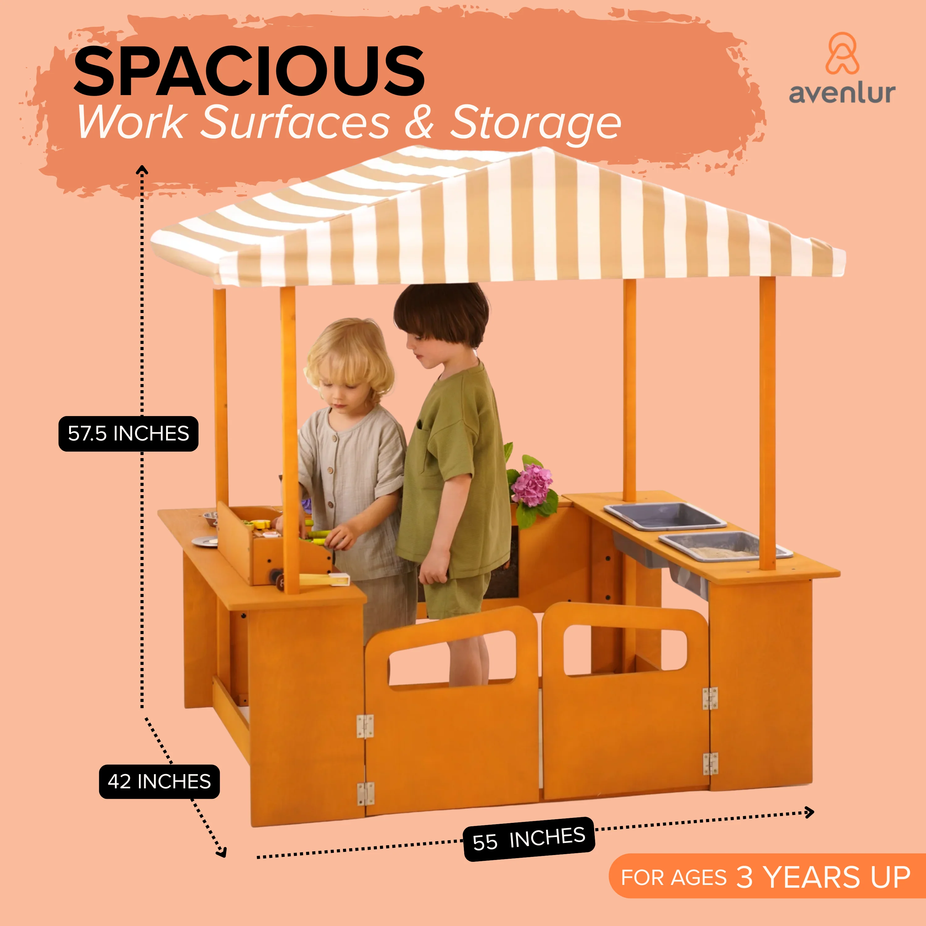 Avenlur Sumac Outdoor Wooden Play Market, Mud Kitchen & Grill Station - Image 3