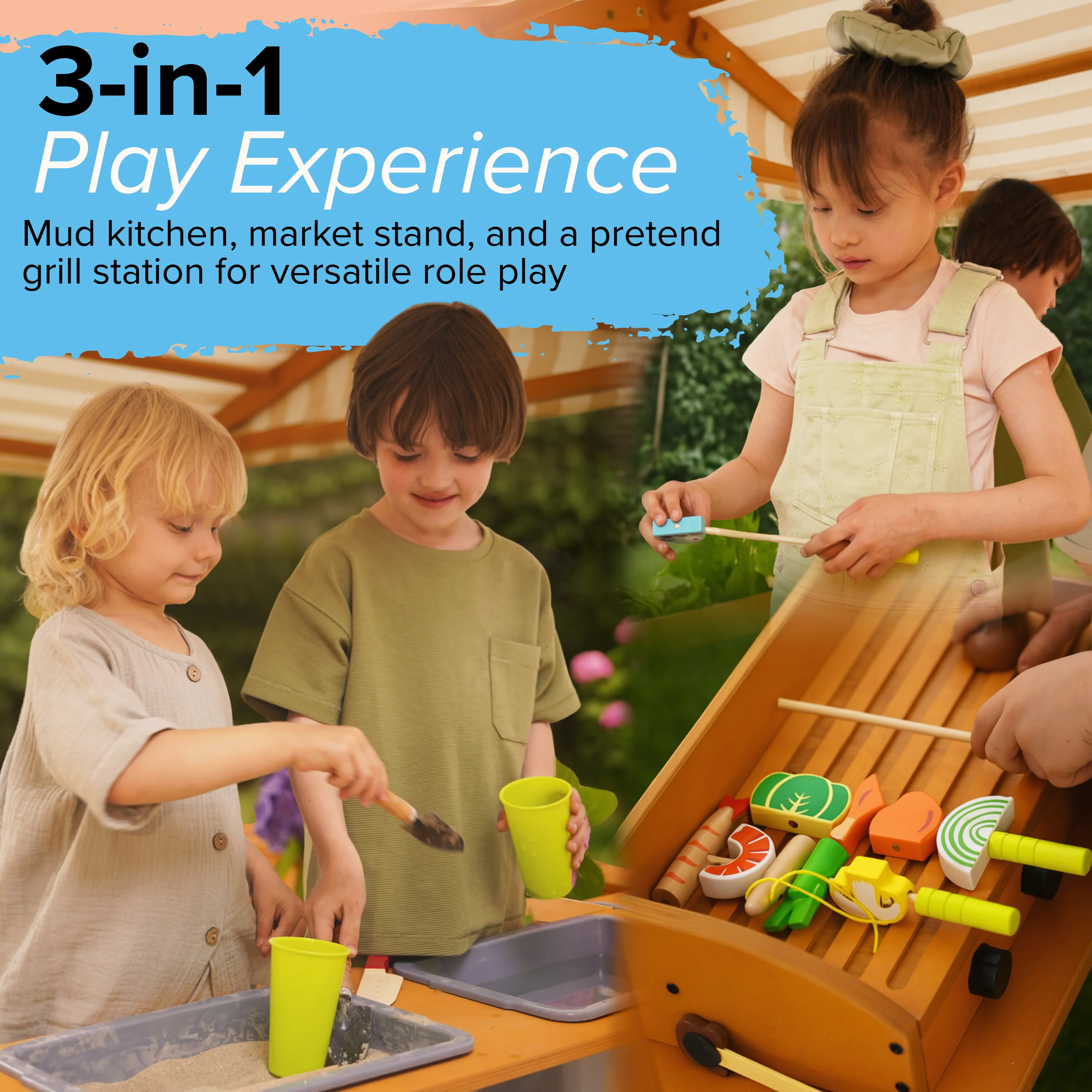 Avenlur Sumac Outdoor Wooden Play Market, Mud Kitchen & Grill Station - Image 5