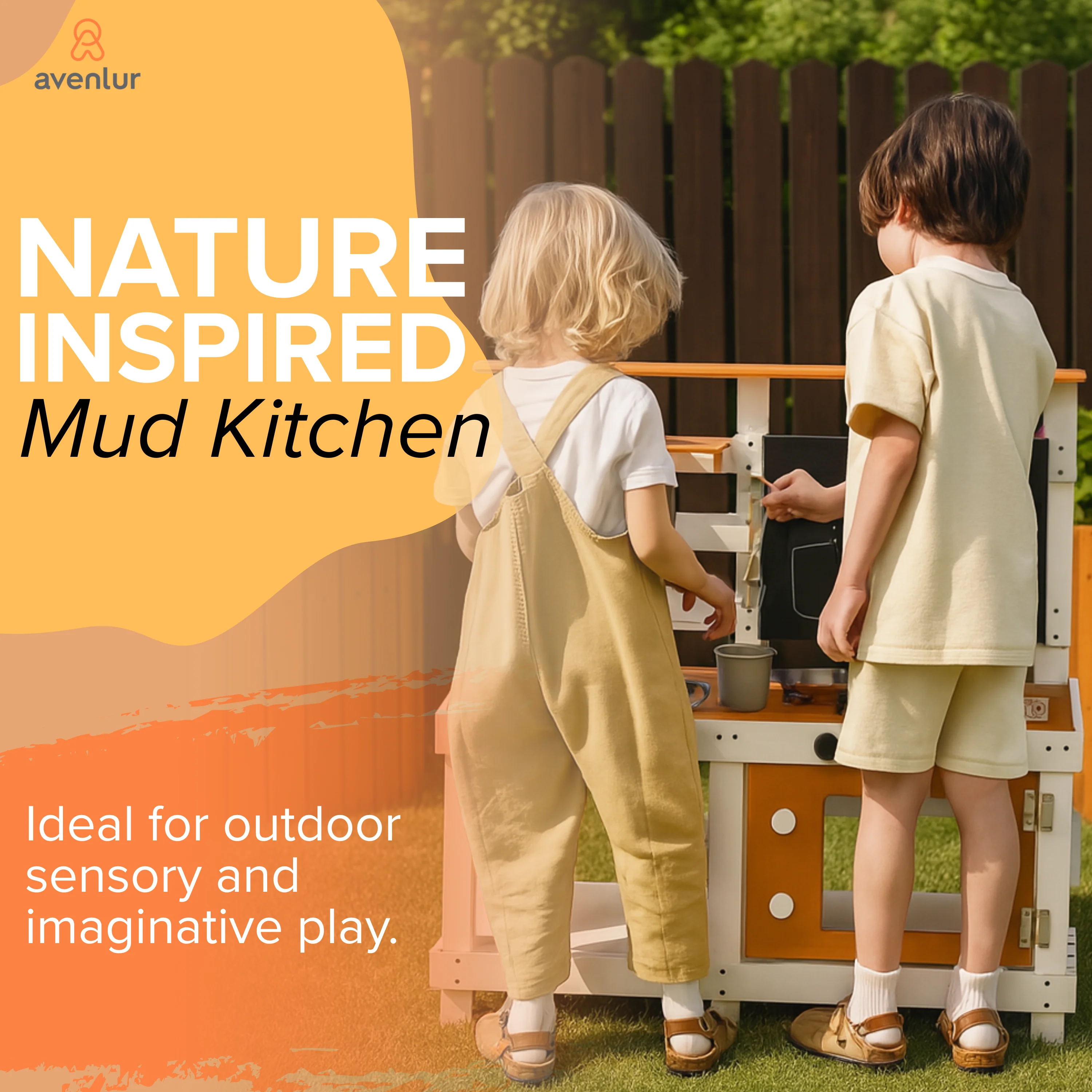 Avenlur Woodland Mud Kitchen – Montessori Outdoor Wooden Play Kitchen - Image 3