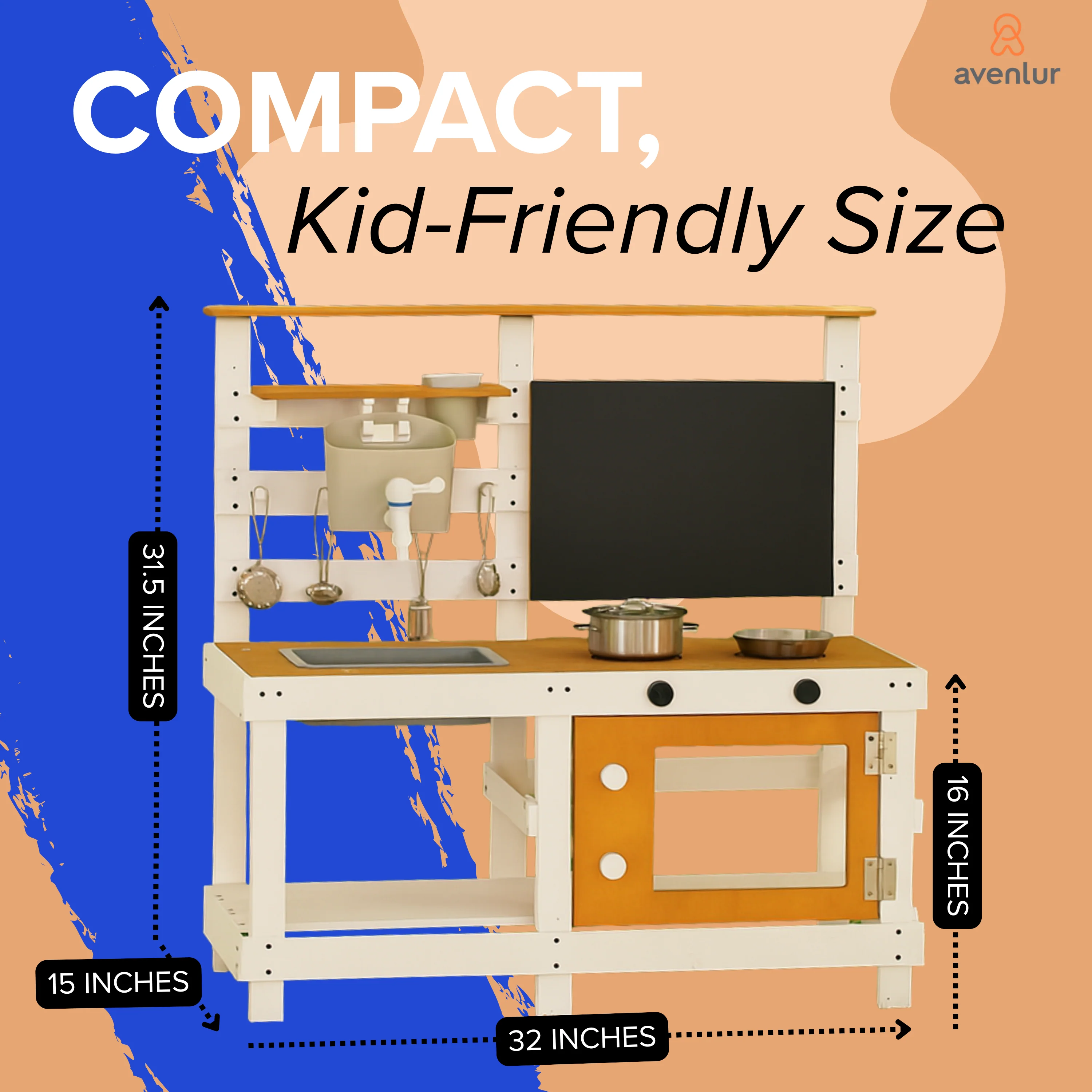 Avenlur Woodland Mud Kitchen – Montessori Outdoor Wooden Play Kitchen - Image 4