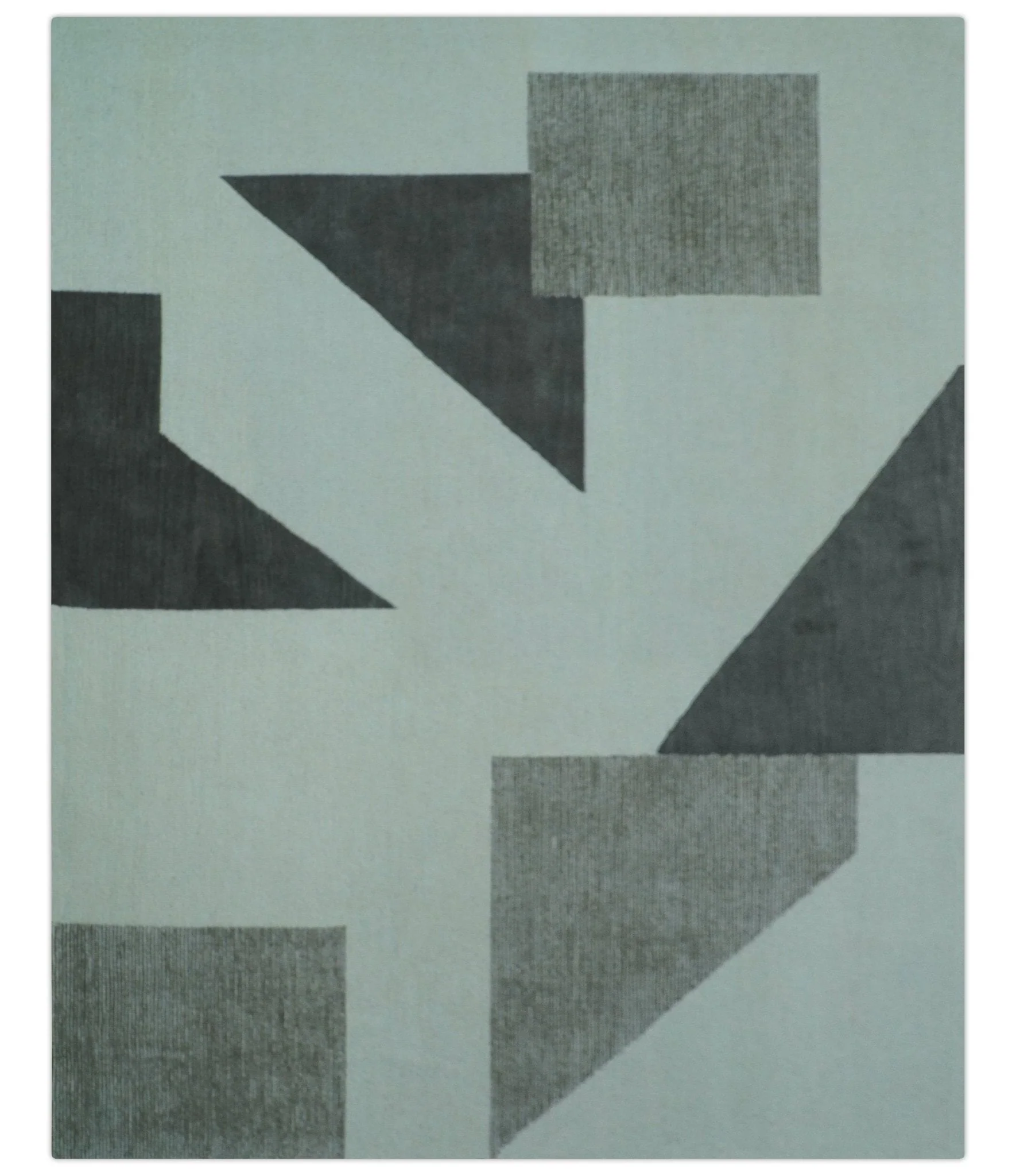 Azure Custom Made Geometrical Charcoal And Gray Hand Tufted Wool Rug