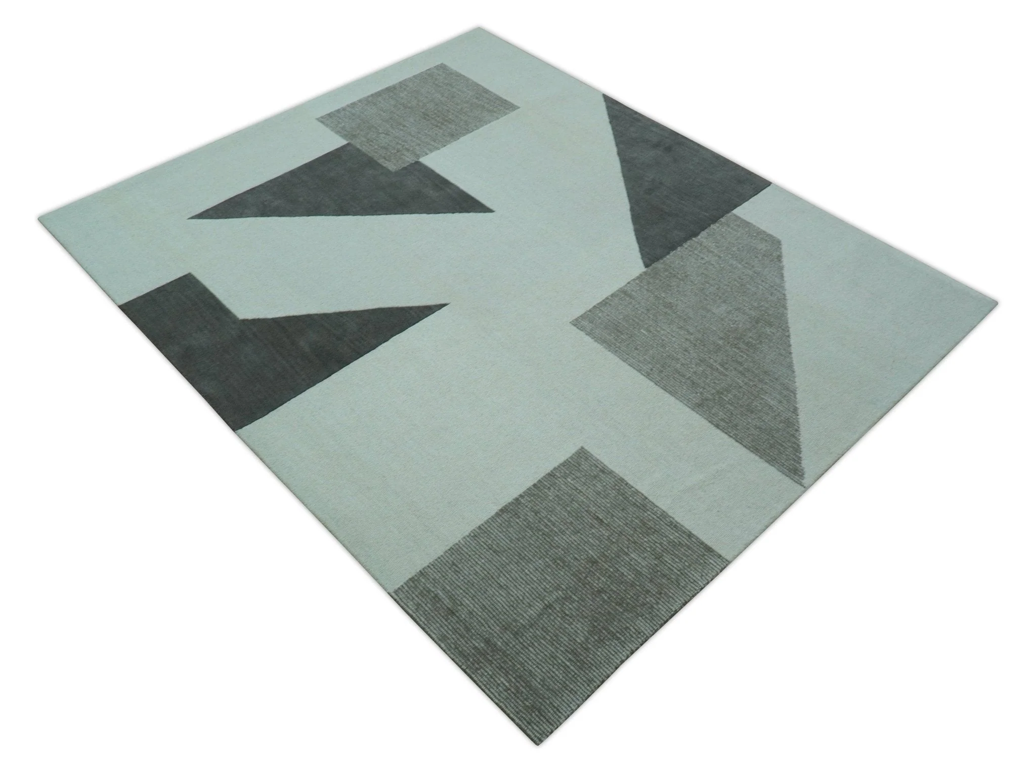 Azure Custom Made Geometrical Charcoal And Gray Hand Tufted Wool Rug - Image 11