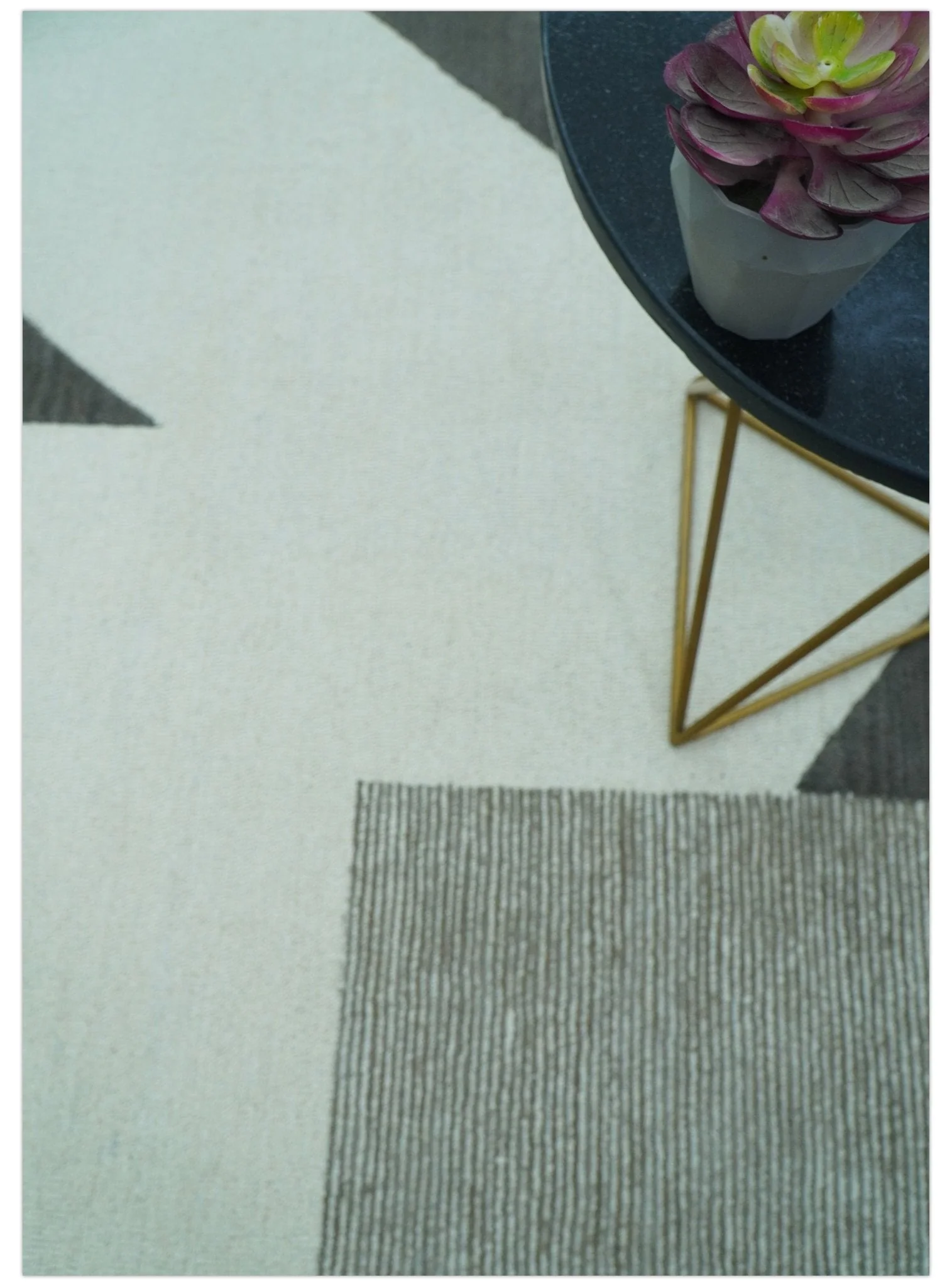 Azure Custom Made Geometrical Charcoal And Gray Hand Tufted Wool Rug - Image 3