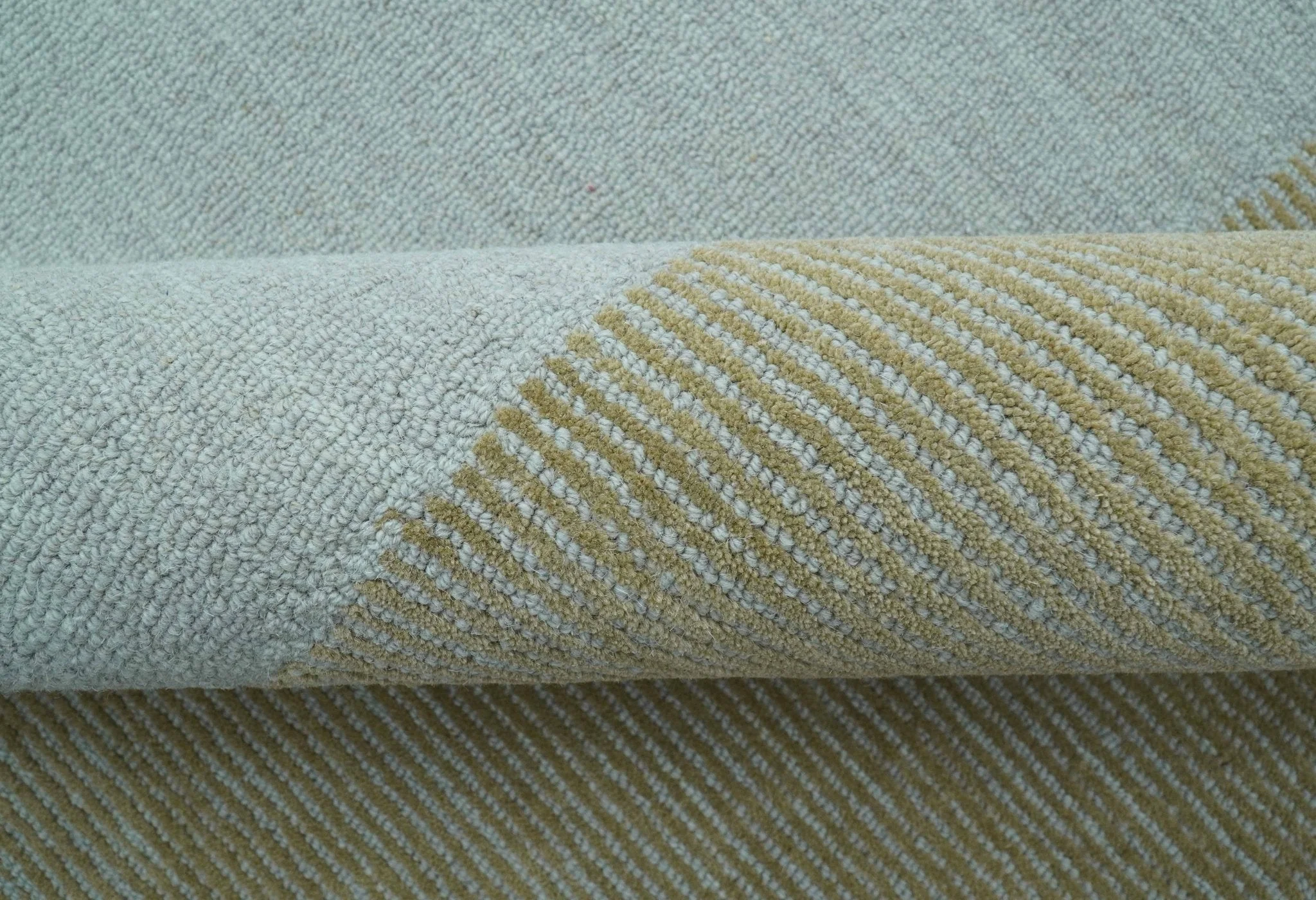 Azure Custom Made Modern Design Gray and Brown Hand Tufted Wool Rug - Image 6
