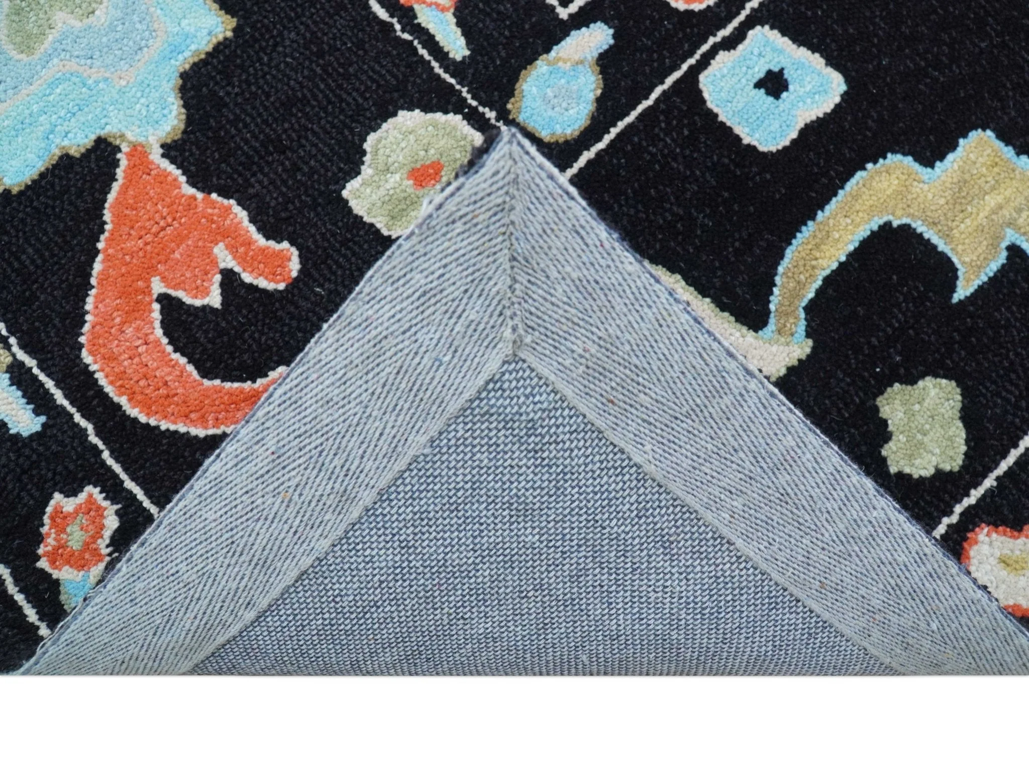 Azure Custom Made Traditional Oushak Black Hand Tufted Wool Rug - Image 8