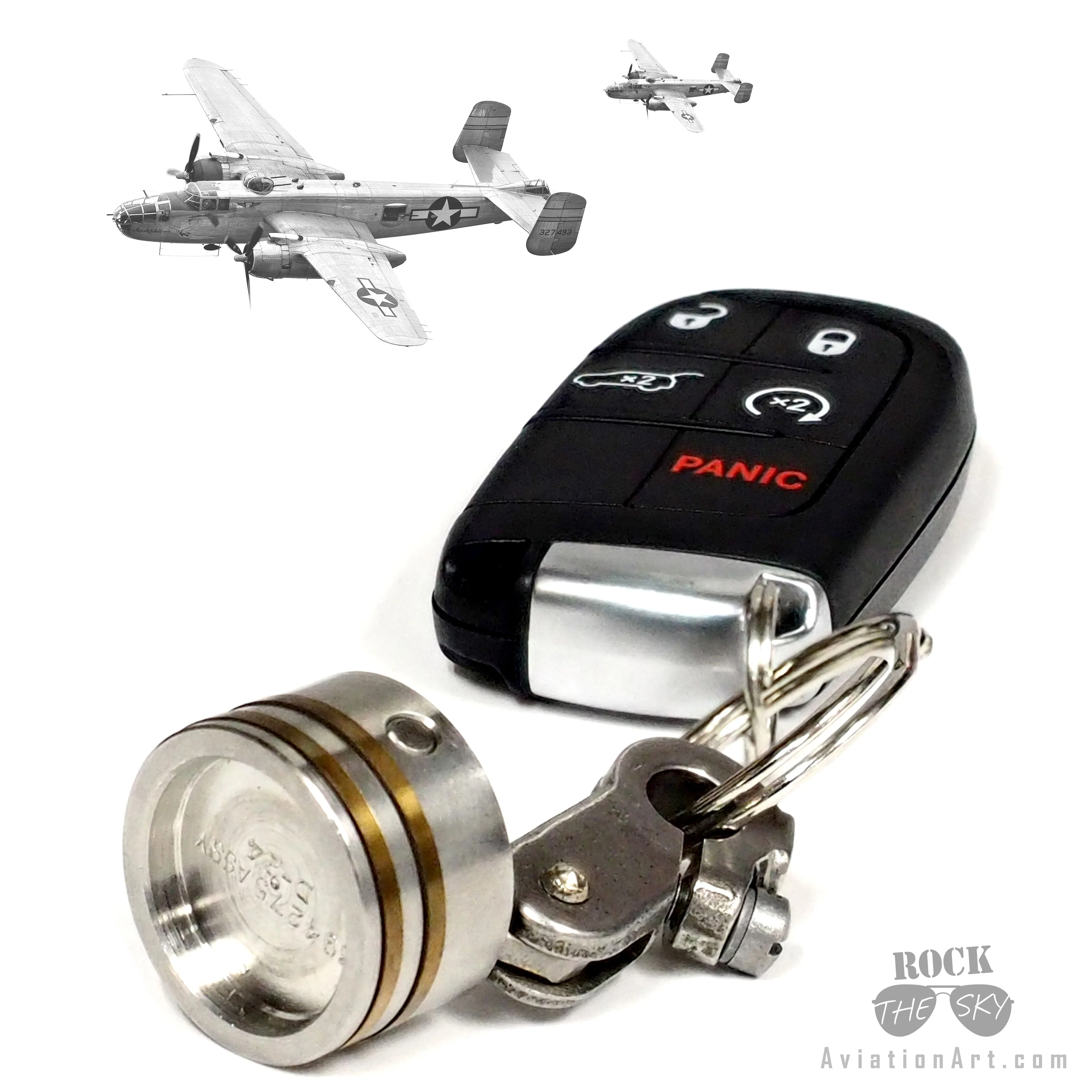 B-25 MItchell Bomber Wright R-2600 Radial Engine Stromberg Carburetor Mini Piston Keychain - Image 2