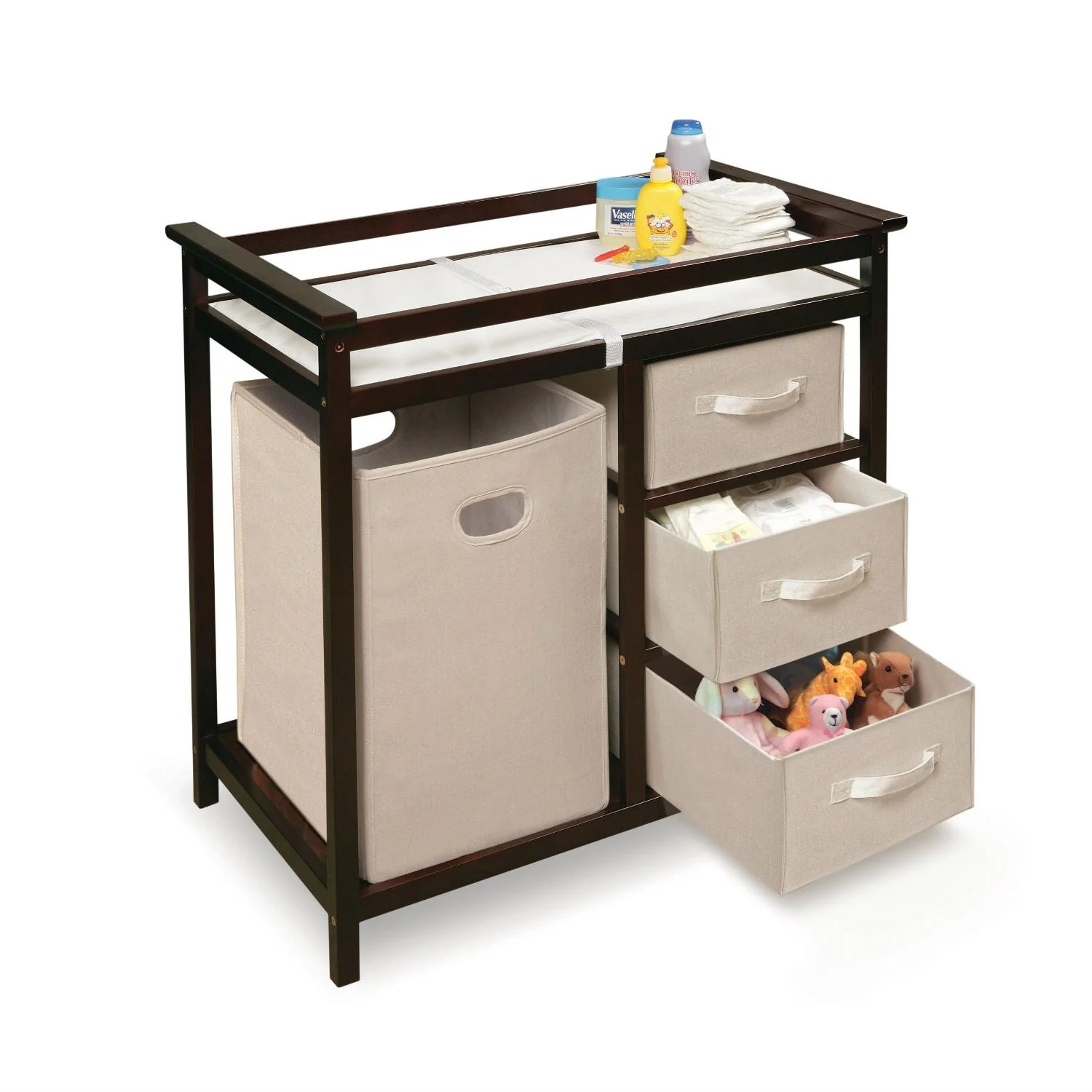 Baby Changing Table with 3 Baskets and Hamper in Espresso - Image 2