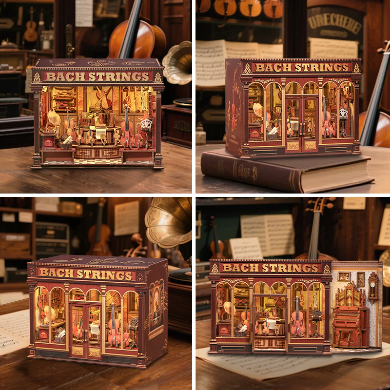 Bach Strings Dollhouse Kit - Miniature Wizardi Roombox Kit with LED Light F07M51-98-GB404 - Image 4