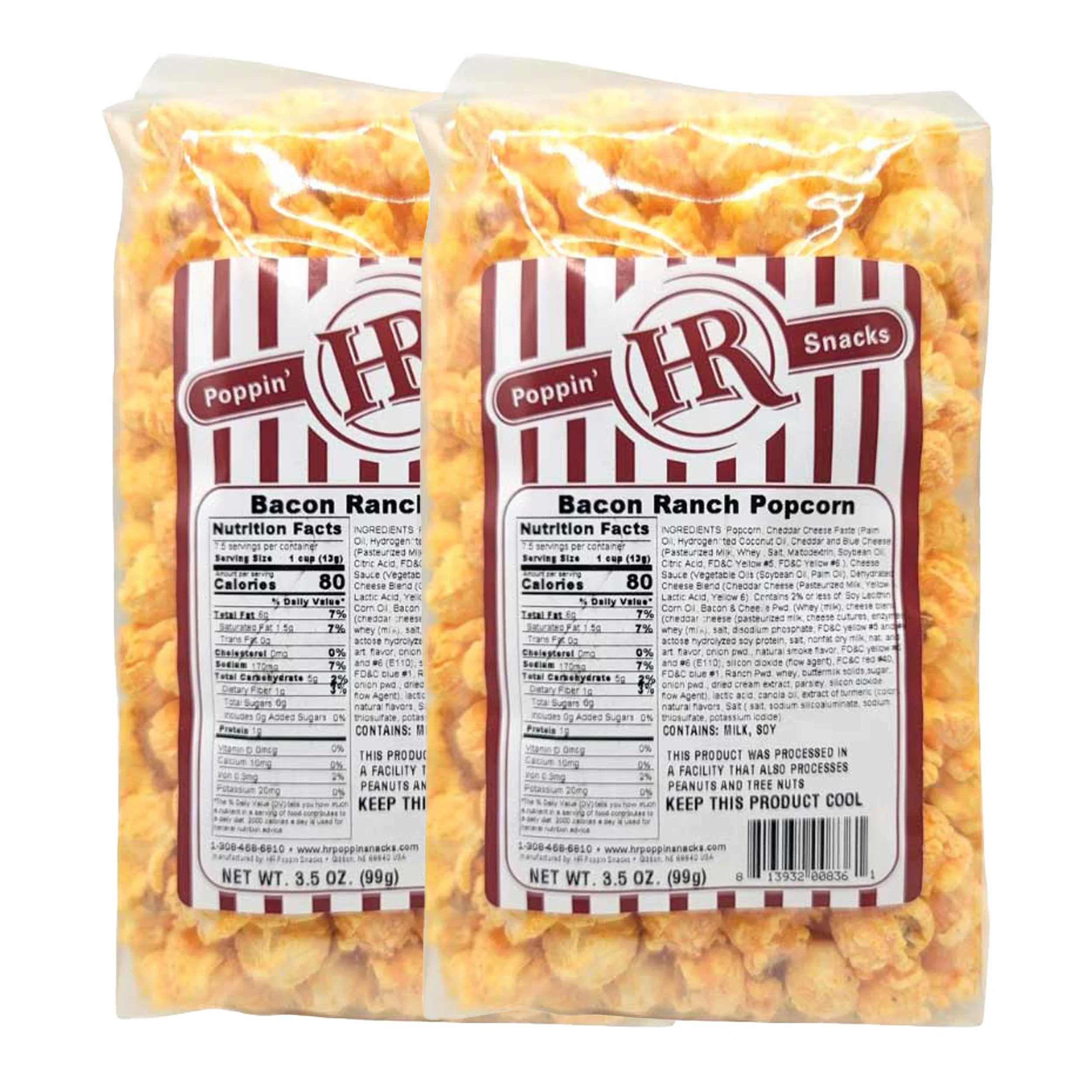 Bacon Ranch Popcorn | Pack of 2 | 3.5 oz | HR Poppin' Snacks