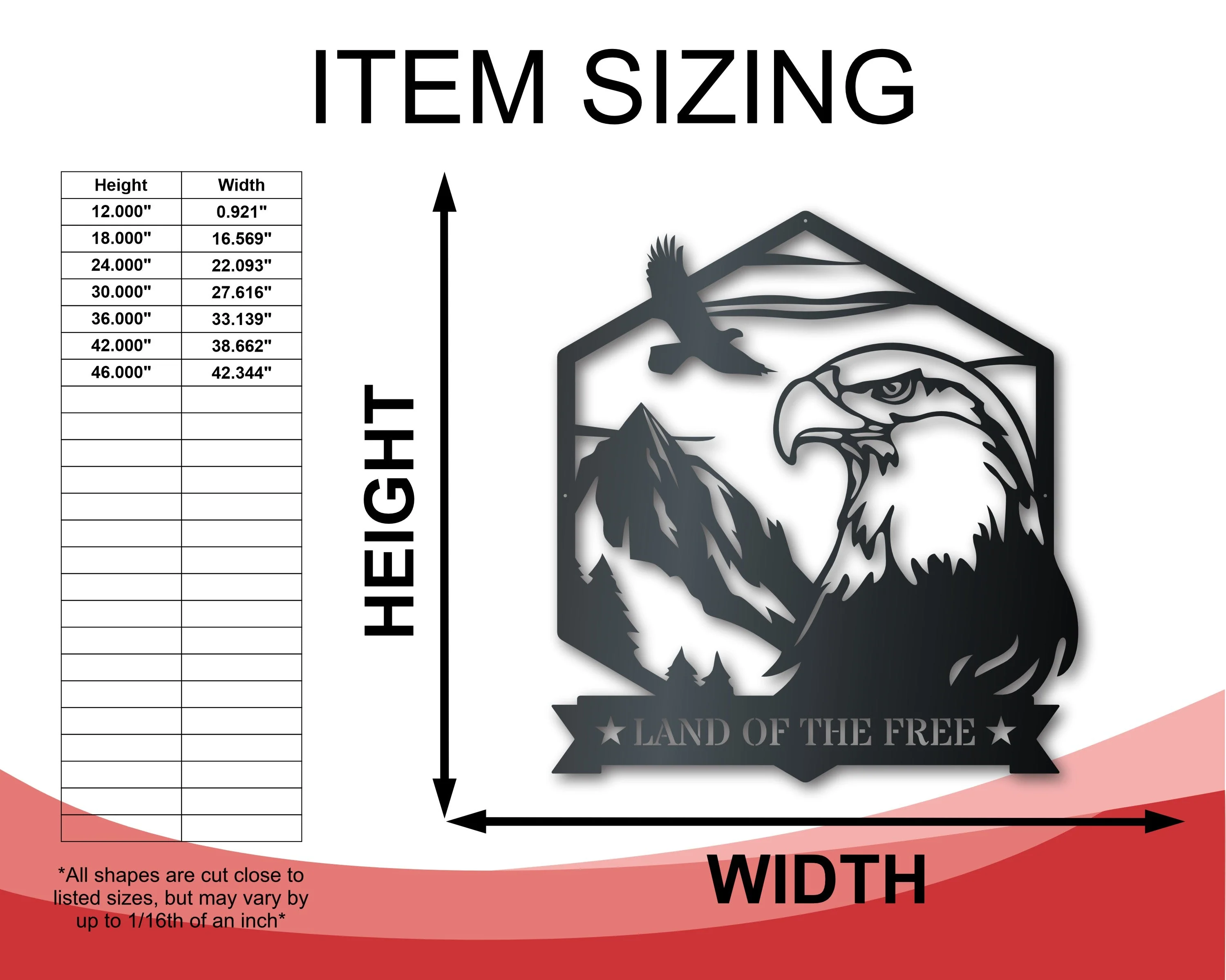 Bald Eagle Metal Sign | Patriotic Mountain Wall Art | Indoor Outdoor | Up to 46" | Over 20 Color Options - Image 2