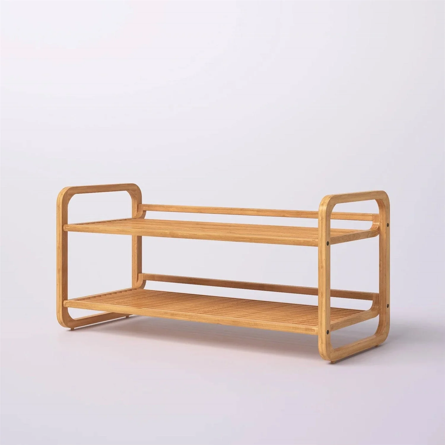 Bamboo Modern 2-Shelf Stackable Shoe Rack - Holds up to 8 Pair of Shoes - Image 3